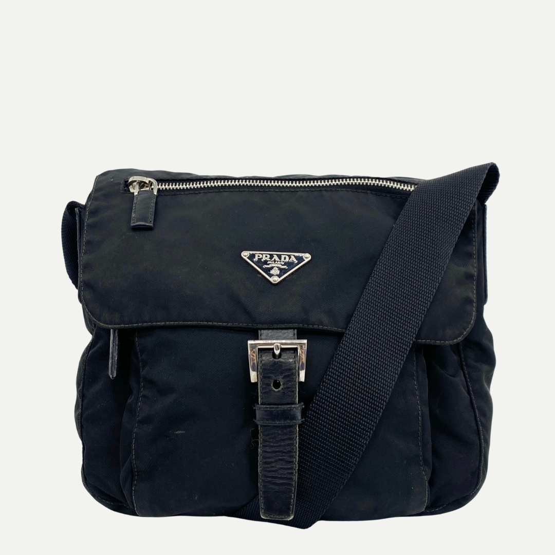 Nylon Messenger Small Crossbody Black