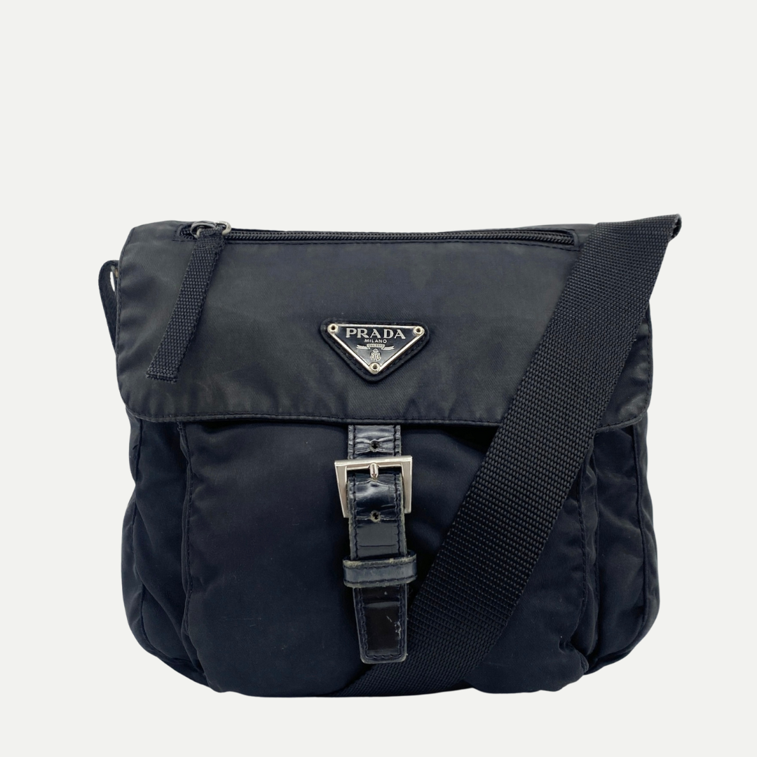 Nylon Messenger Small Crossbody Black - Vintage Luxuries