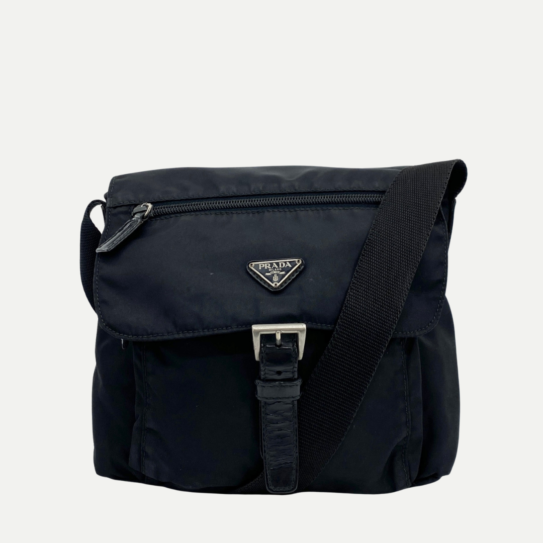 Nylon Messenger Small Crossbody Black - Vintage Luxuries