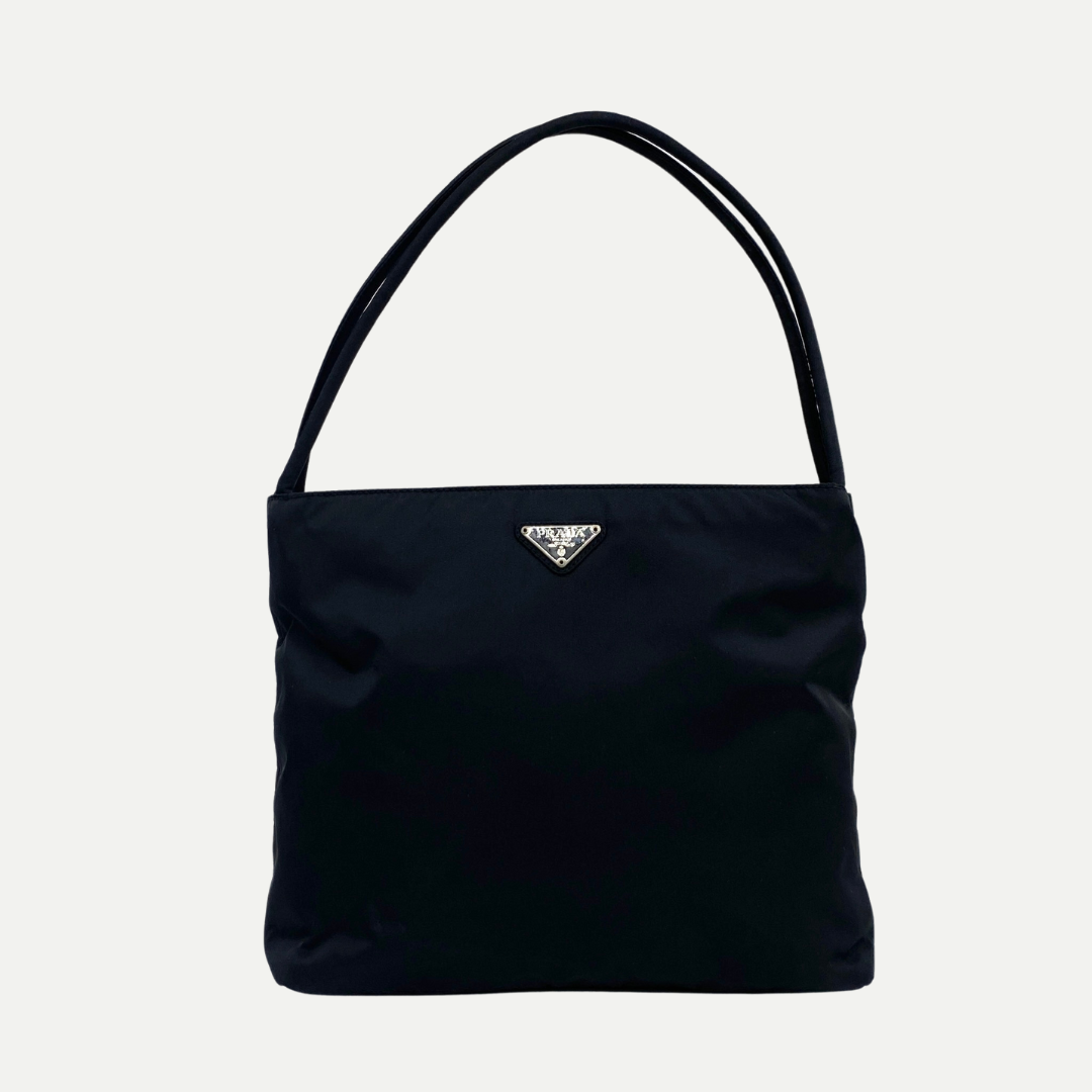 Nylon Small Tote Shoulder Bag Black