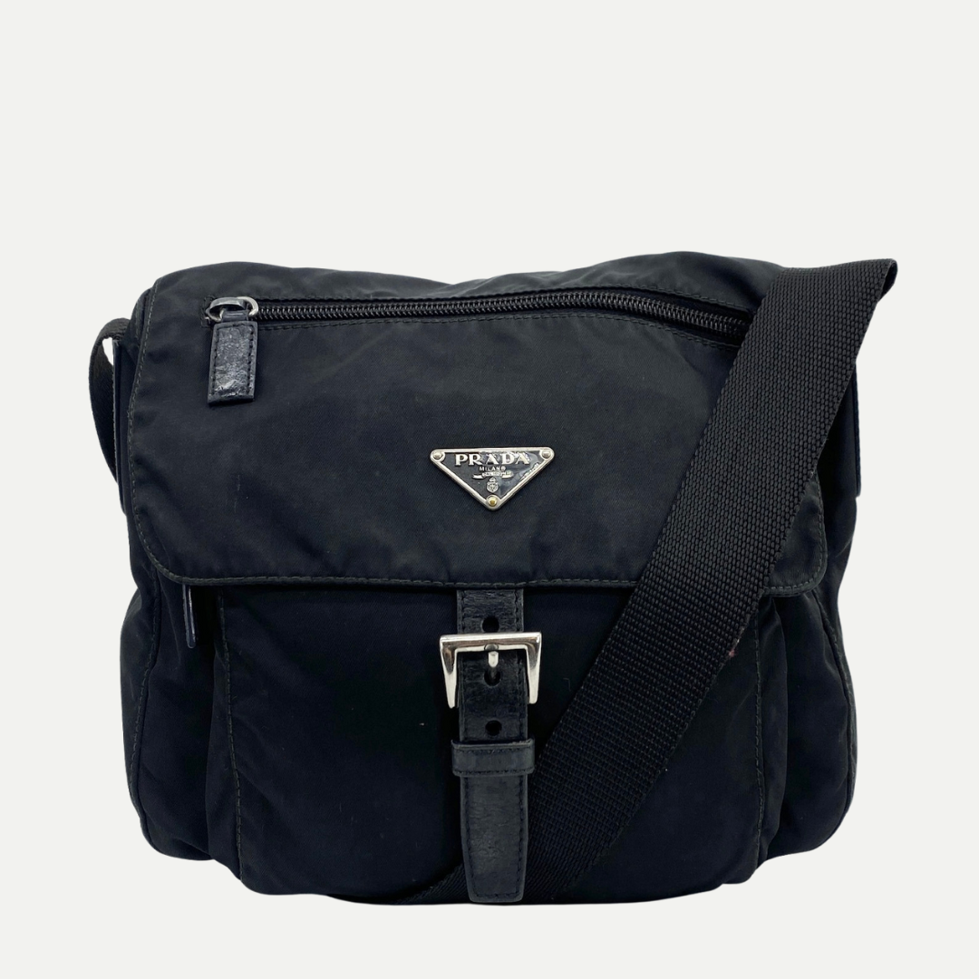 Nylon Messenger Small Crossbody Black - Vintage Luxuries