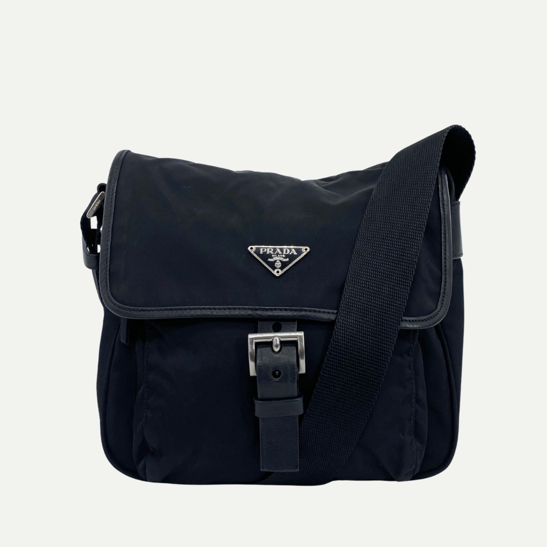 Nylon Messenger Small Crossbody Black