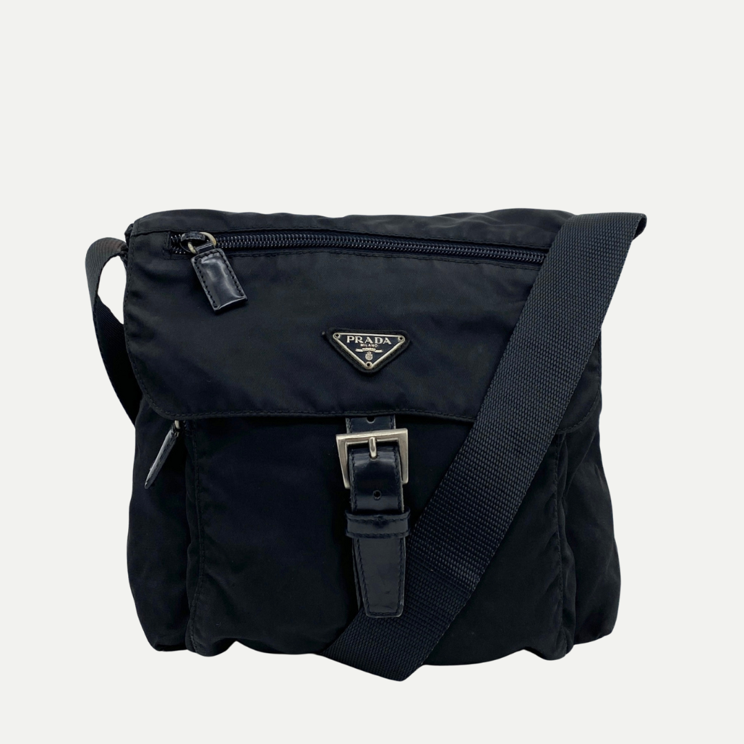 Nylon Messenger Small Crossbody Black - Vintage Luxuries