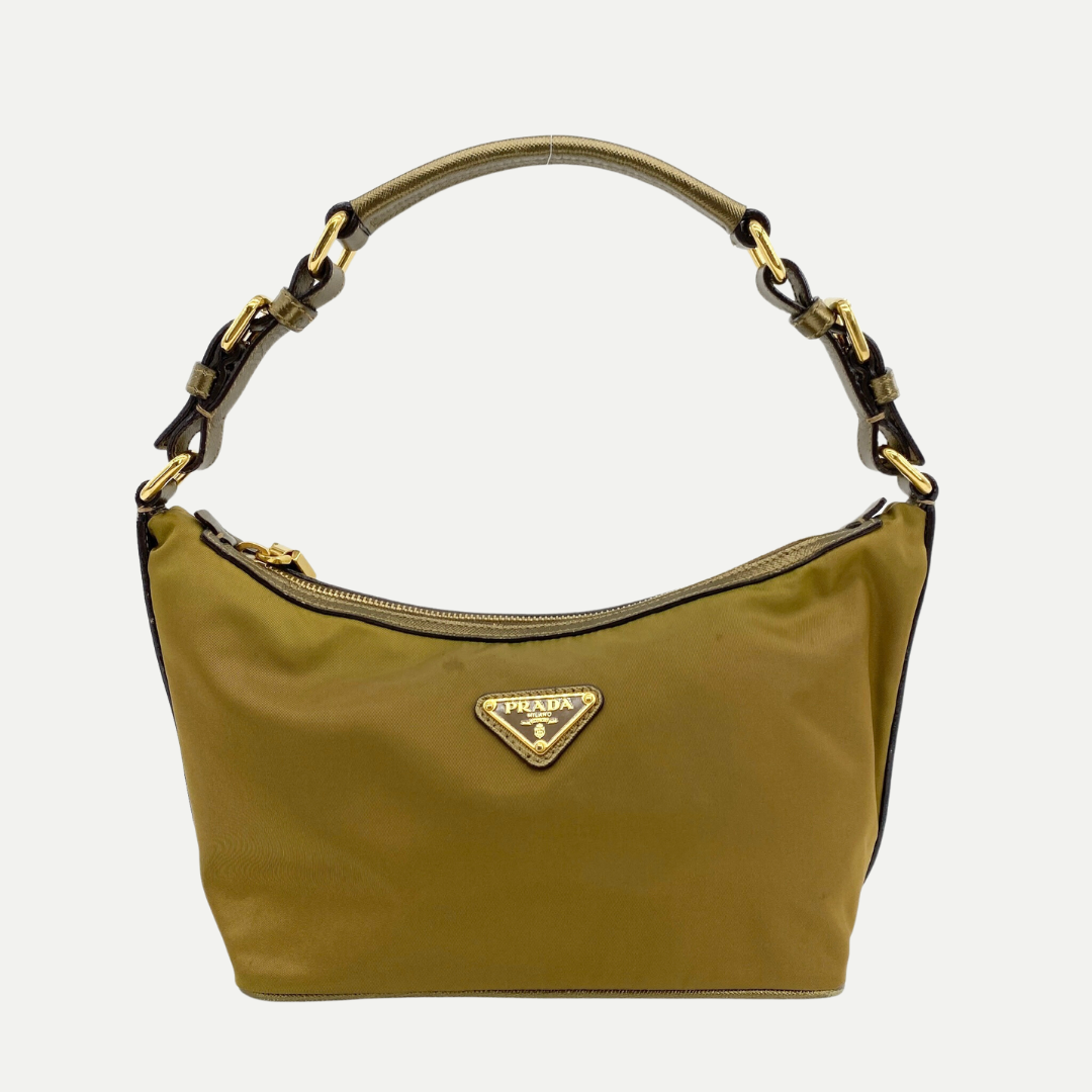 Nylon Shoulder Bag Khaki Brown