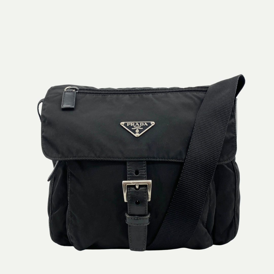 Nylon Messenger Small Crossbody Black