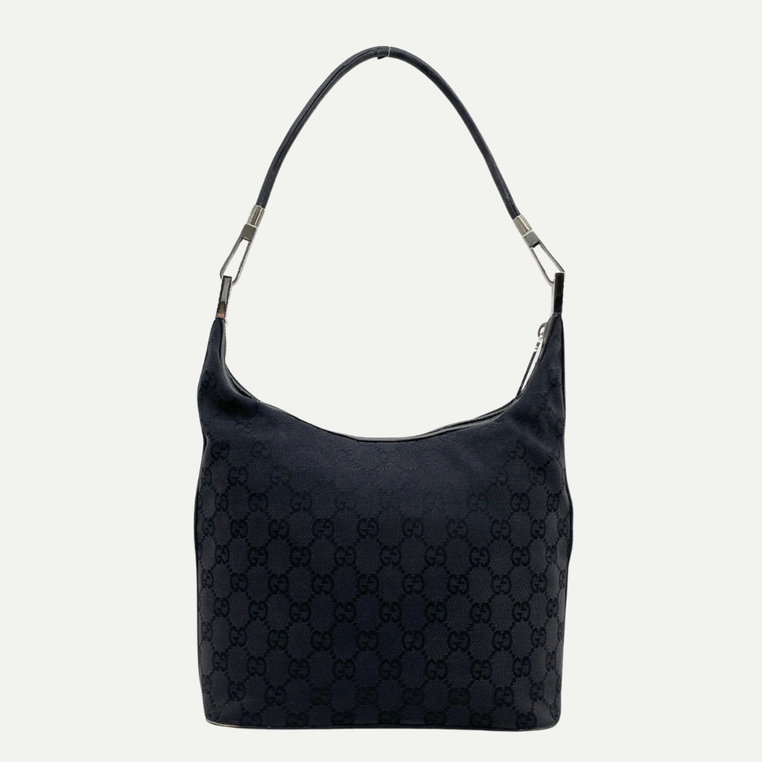 Monogram Hobo Shoulder Bag Black - Vintage Luxuries