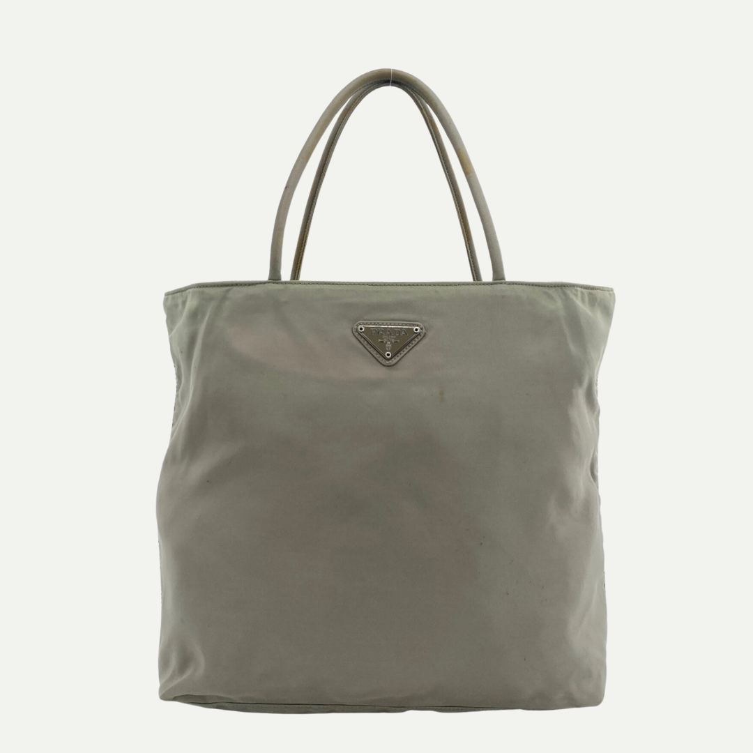 Nylon Handbag Tote Beige - Vintage Luxuries