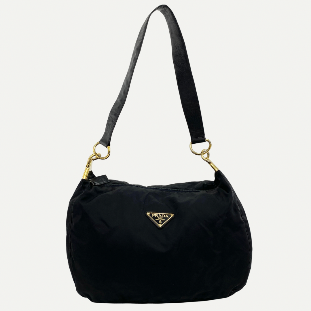 Nylon Hobo Bag Black - Vintage Luxuries