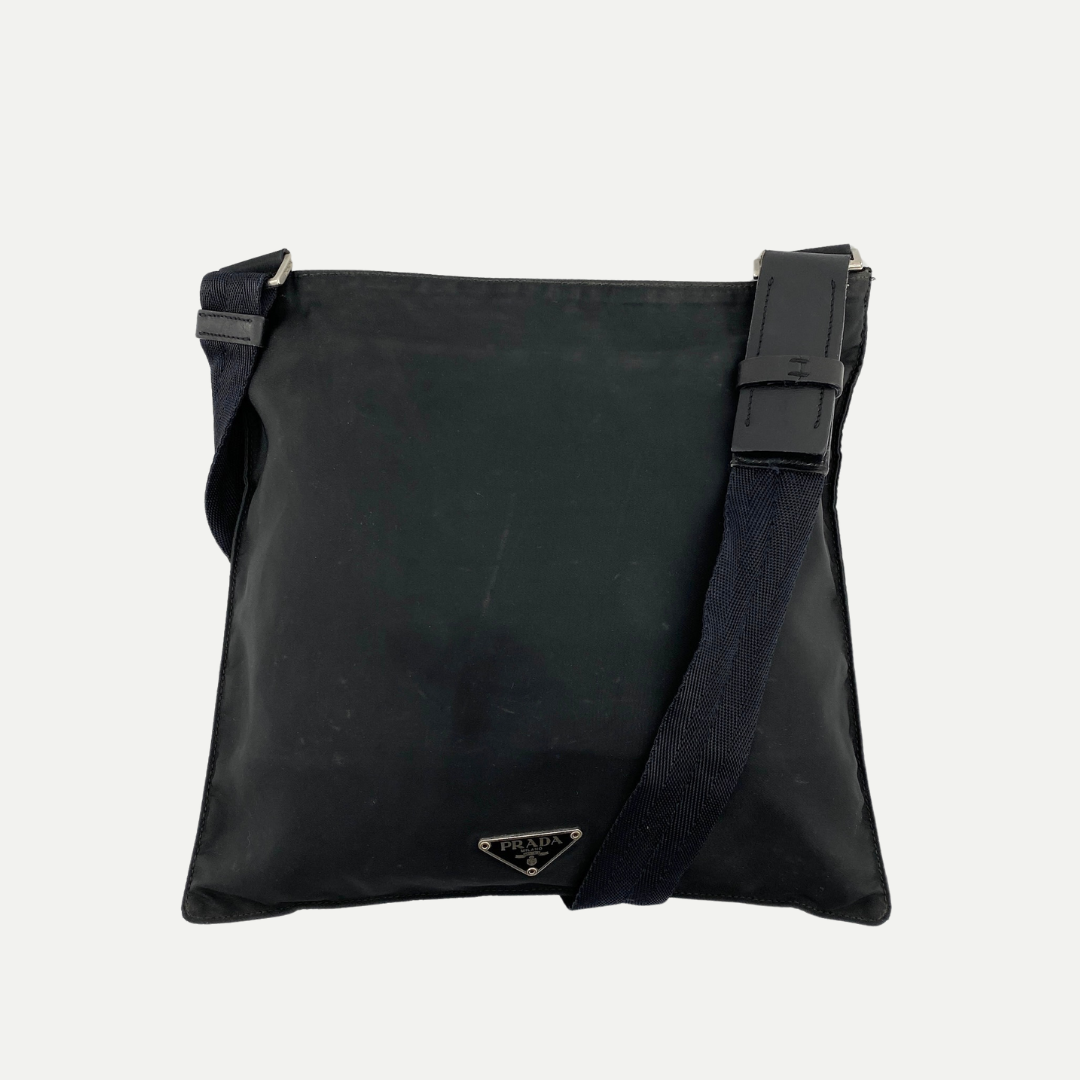 Nylon Flat Crossbody Black