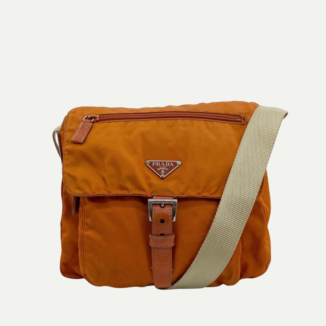 Nylon Messenger Small Crossbody Orange