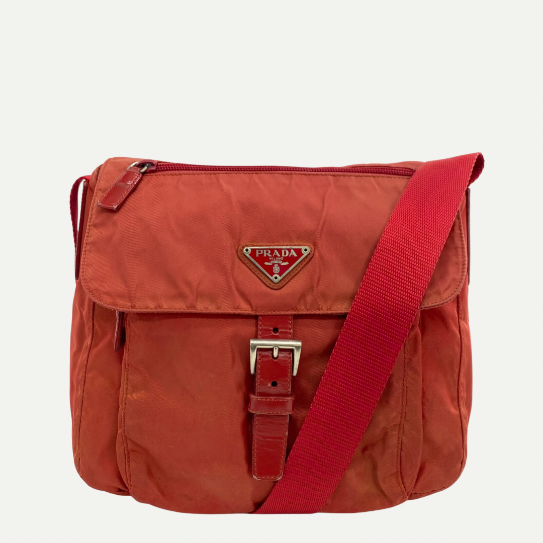 Nylon Messenger Small Crossbody Red - Vintage Luxuries