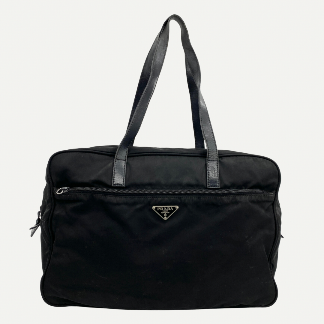 Nylon Laptop Shoulder Bag Black - Vintage Luxuries