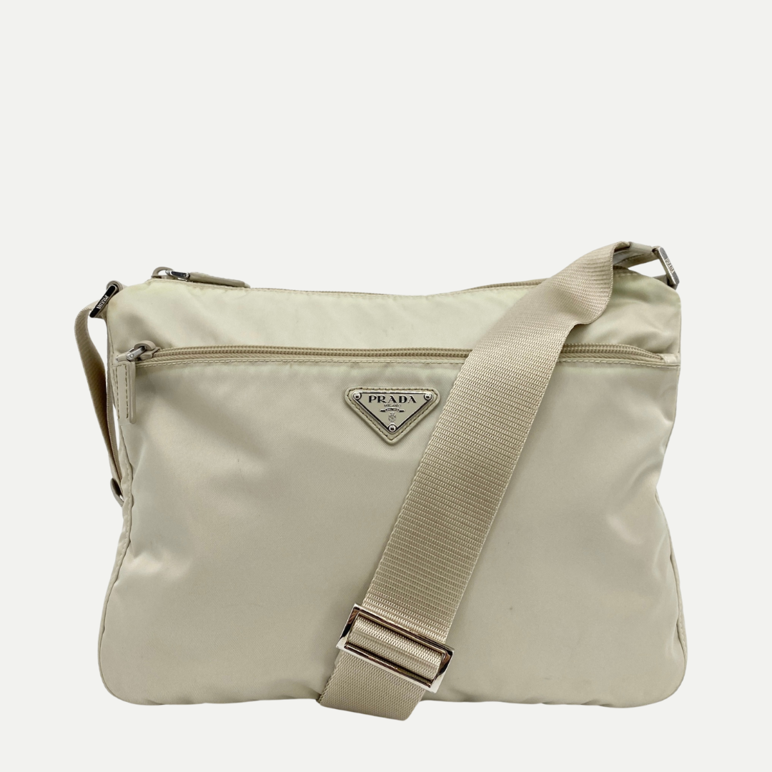 Nylon Messenger Crossbody Off White - Vintage Luxuries
