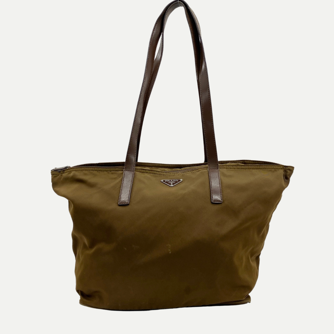 Nylon Tote Shoulder Bag Brown