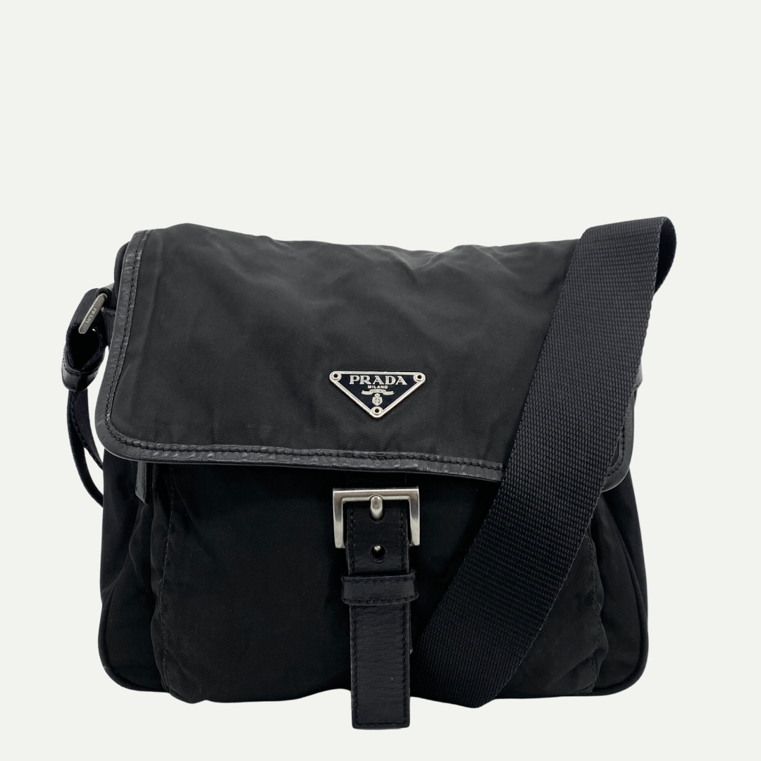 Nylon Messenger Small Crossbody Black