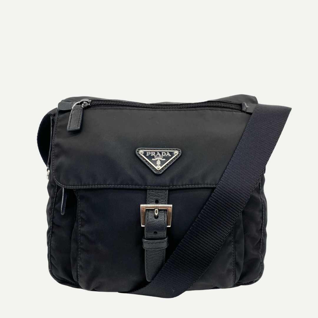 Nylon Messenger Small Crossbody Black