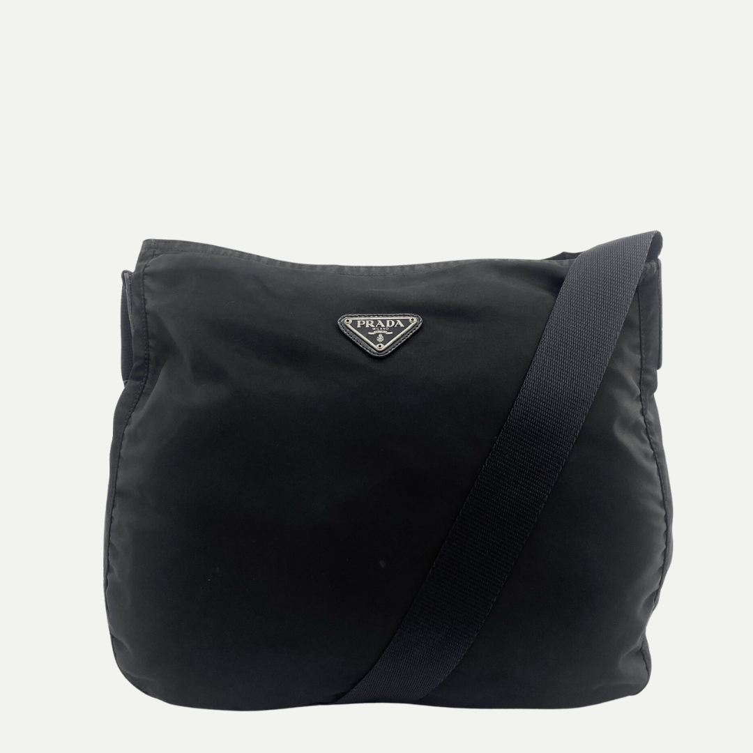 Nylon Hobo Crossbody Bag Black - Vintage Luxuries
