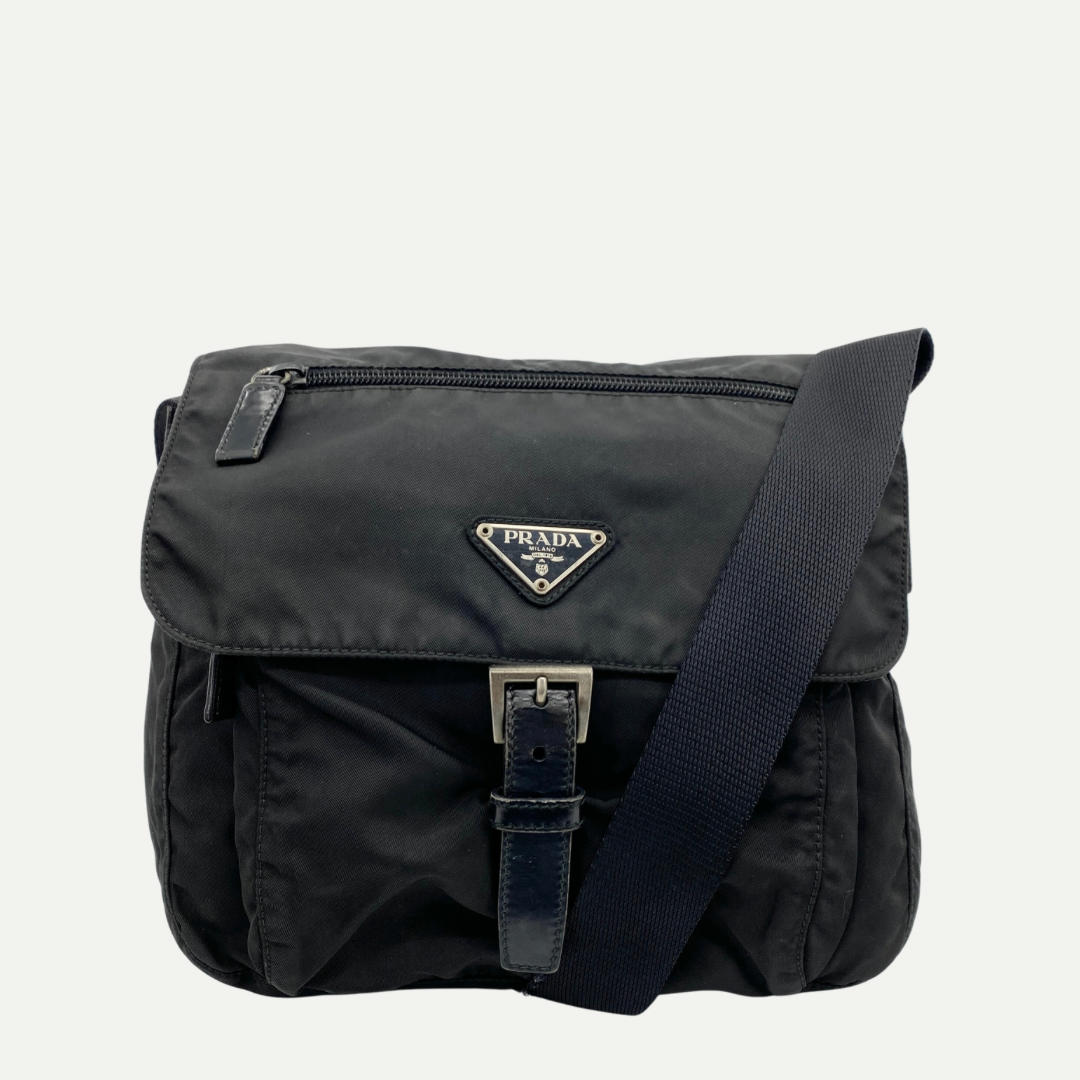 Nylon Messenger Small Crossbody Black - Vintage Luxuries