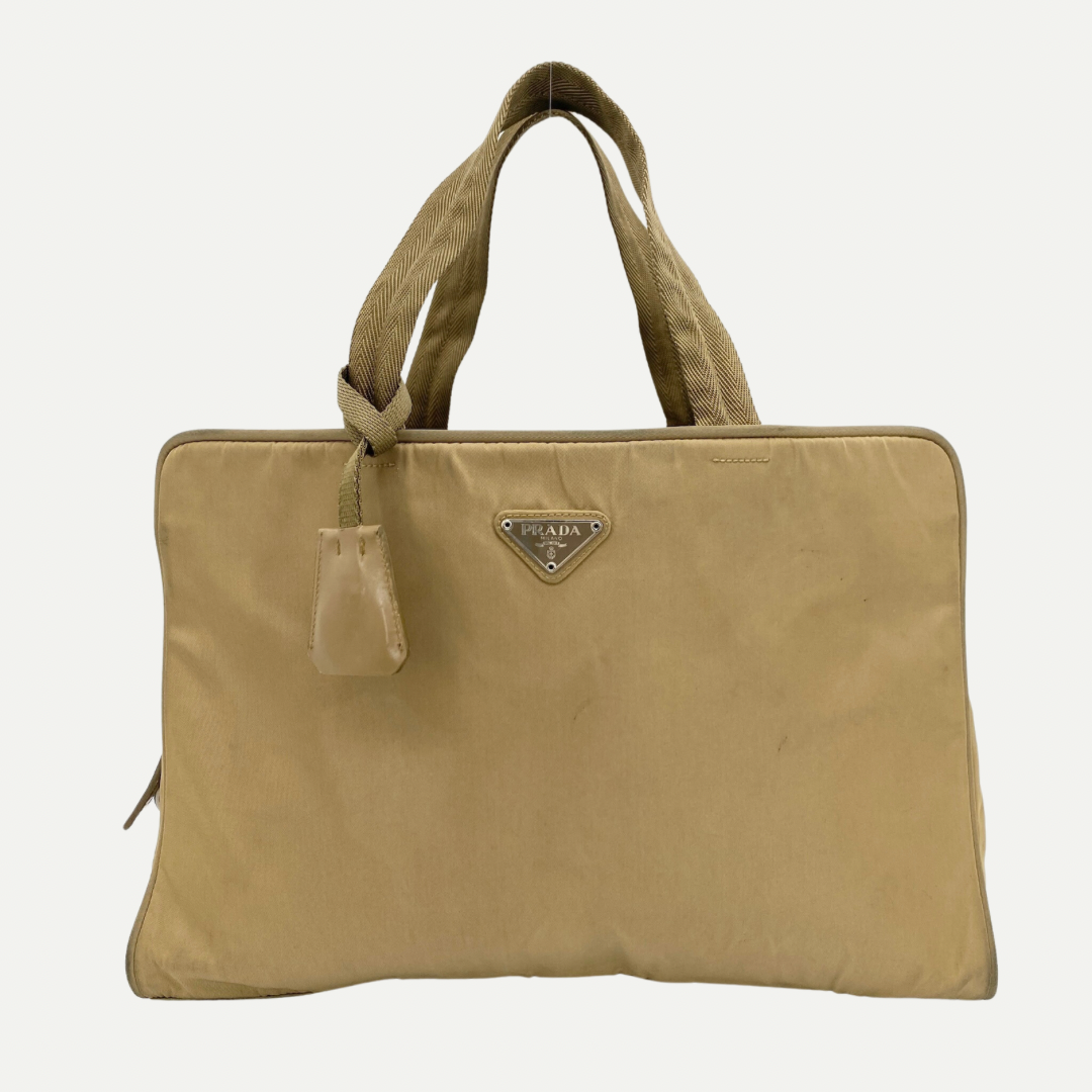 Nylon Laptop Handbag Brown