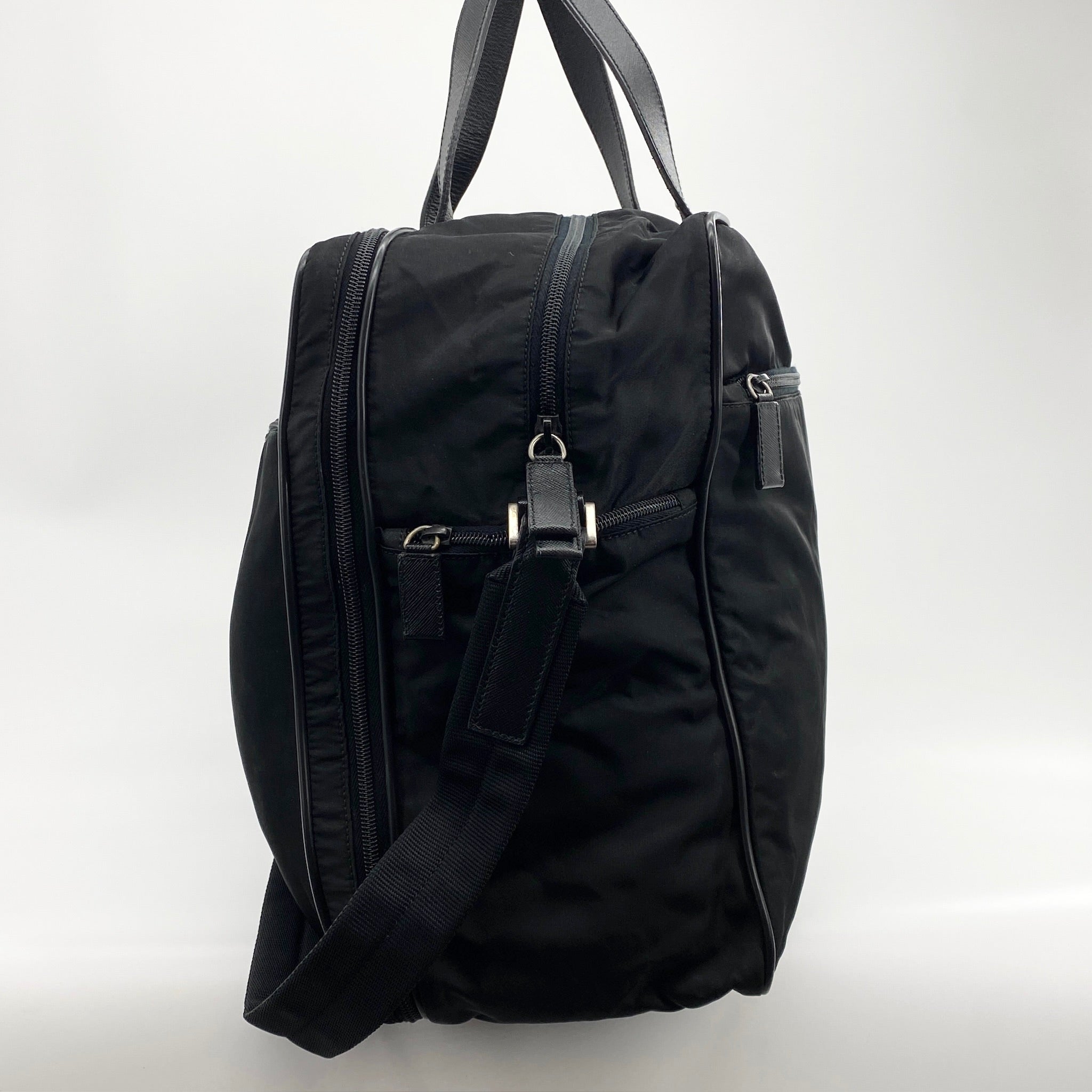 Nylon Crossbody Work Bag Large Black - Vintage Luxuries