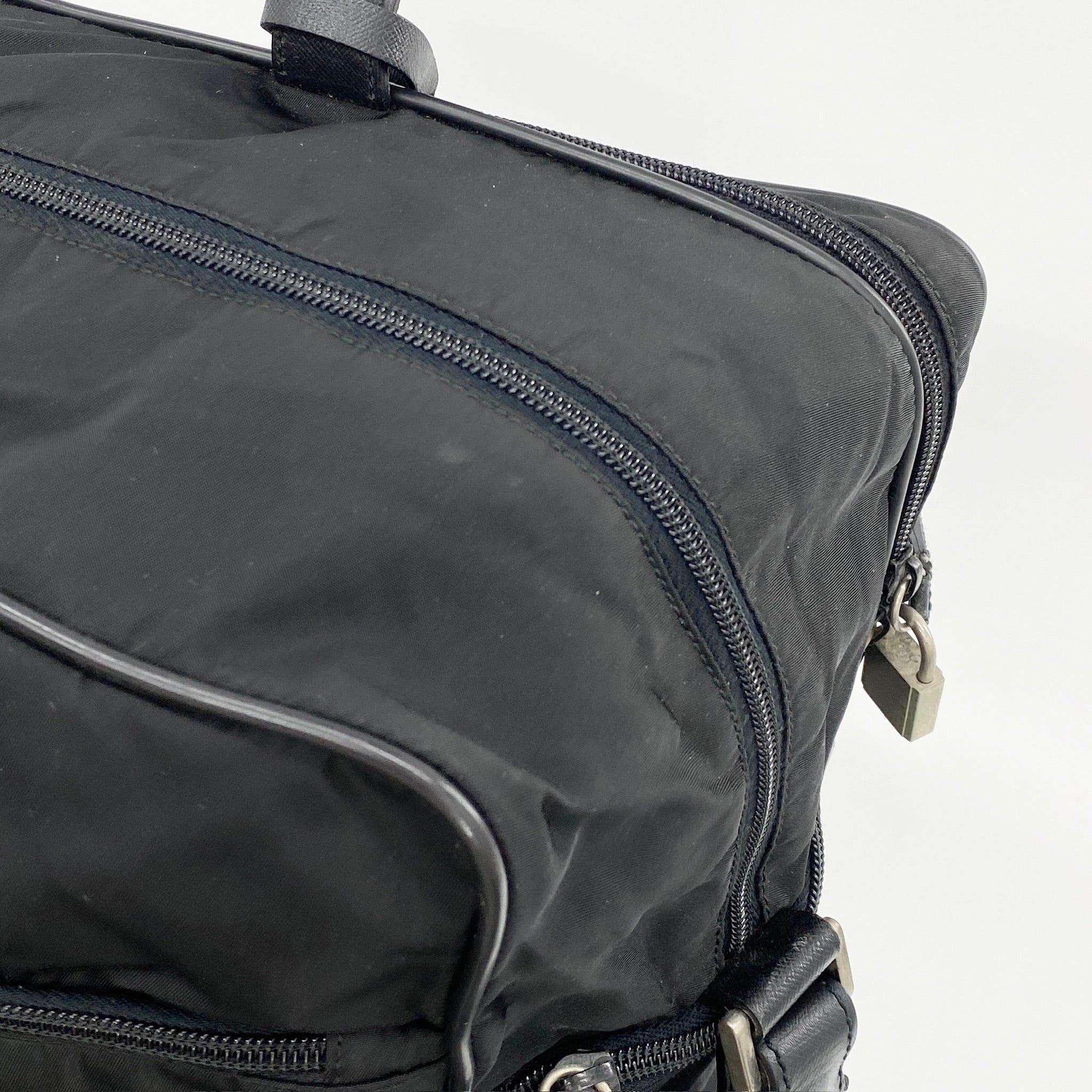 Nylon Crossbody Work Bag Large Black - Vintage Luxuries
