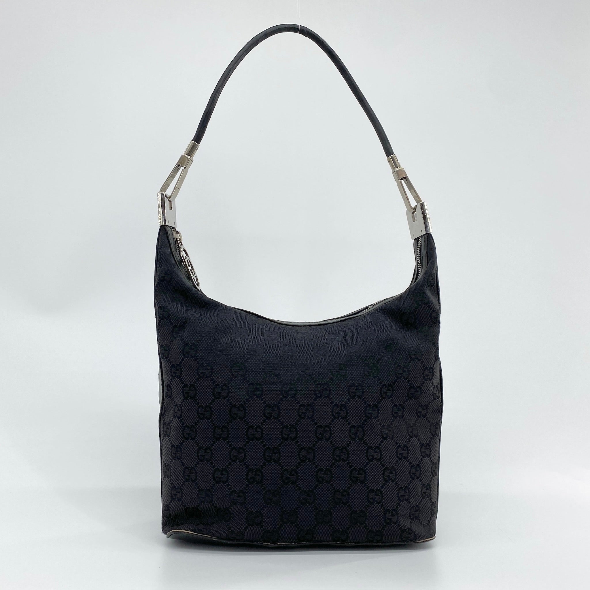 Monogram Hobo Shoulder Bag Black - Vintage Luxuries