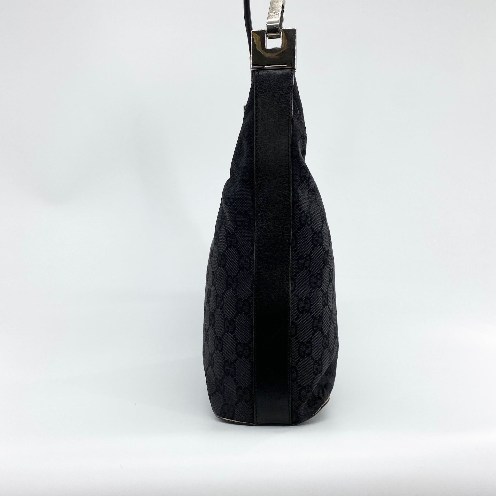 Monogram Hobo Shoulder Bag Black - Vintage Luxuries