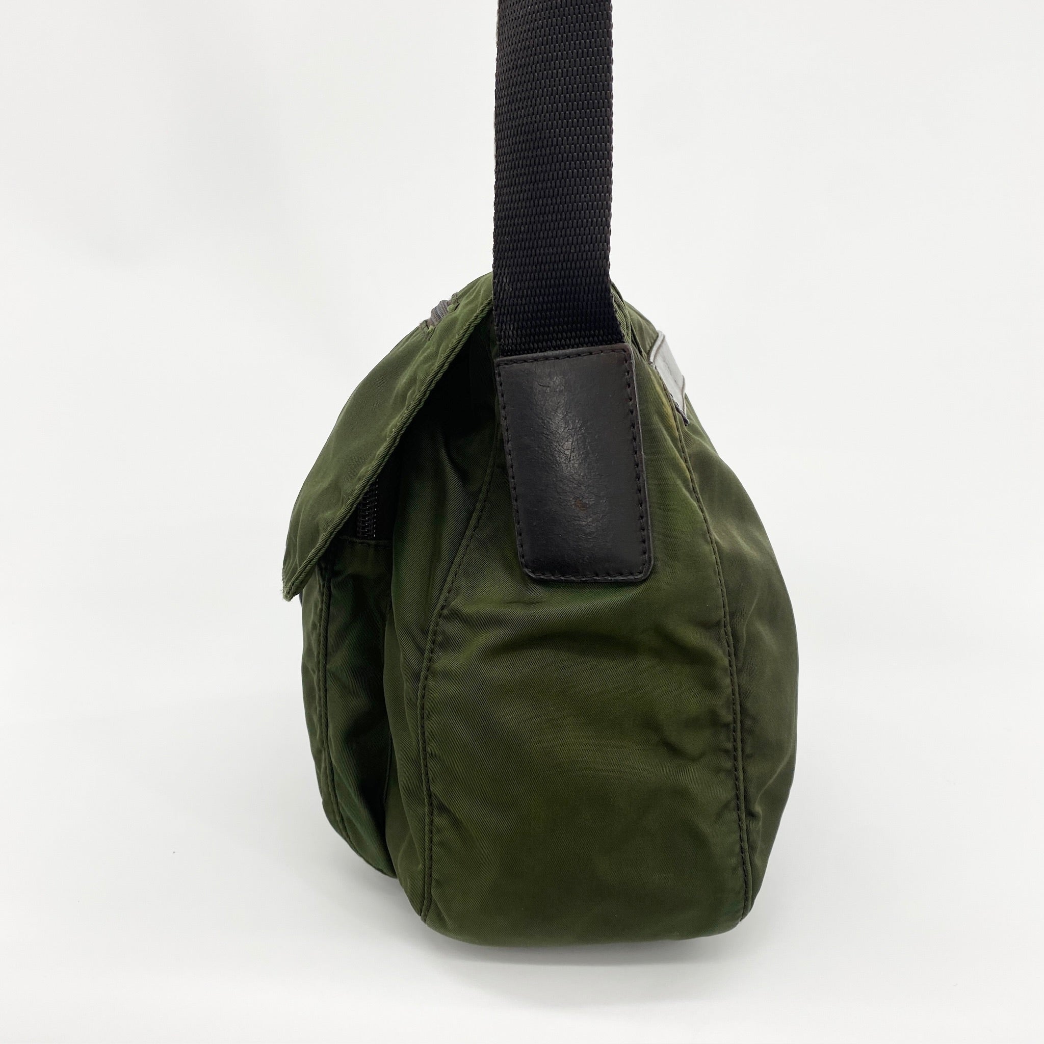 Nylon Messenger Small Crossbody Dark Green - Vintage Luxuries