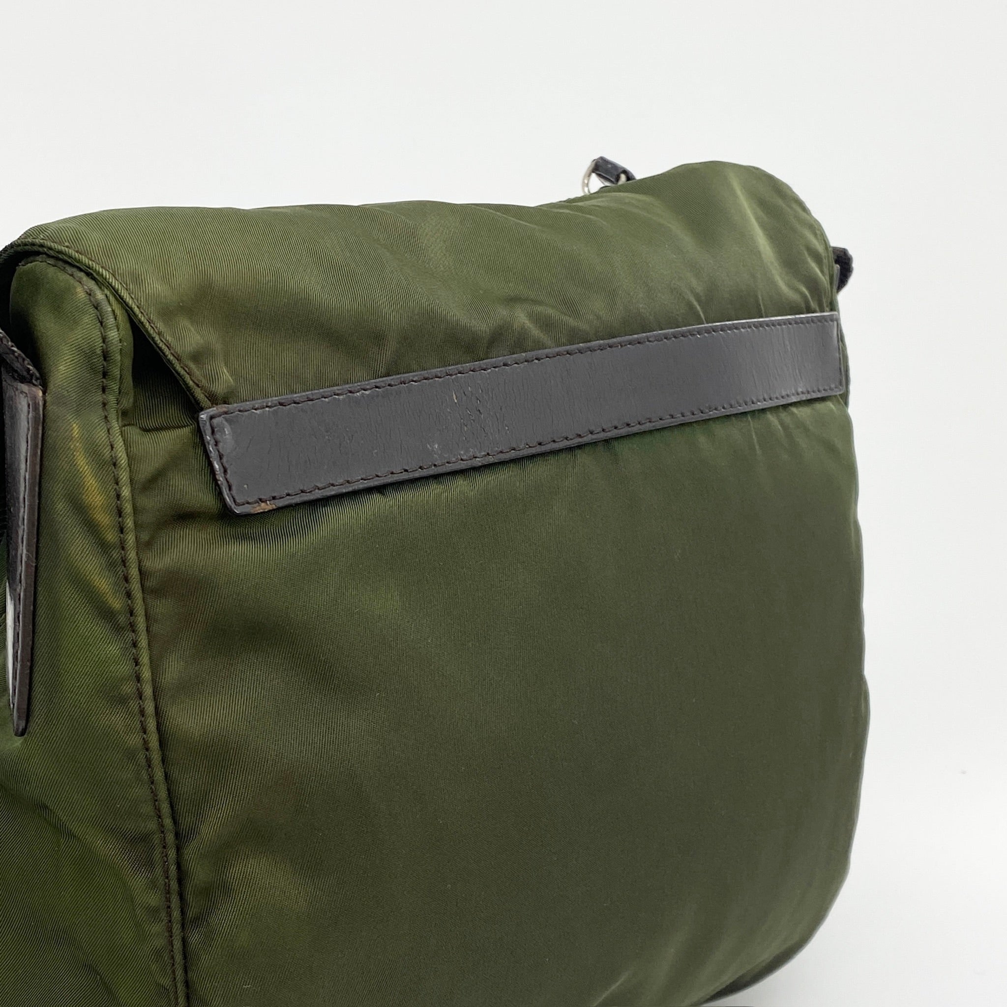 Nylon Messenger Small Crossbody Dark Green - Vintage Luxuries