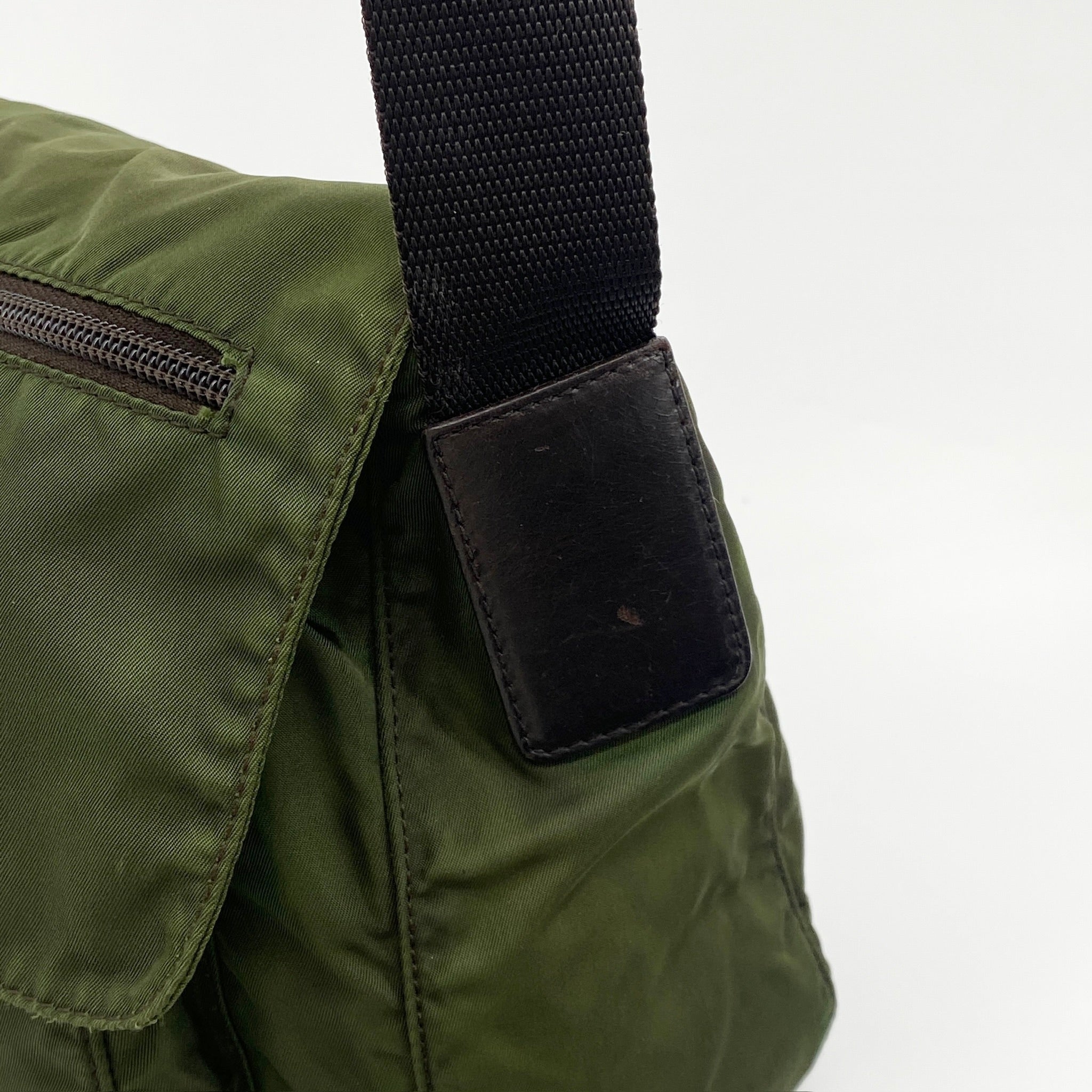Nylon Messenger Small Crossbody Dark Green - Vintage Luxuries
