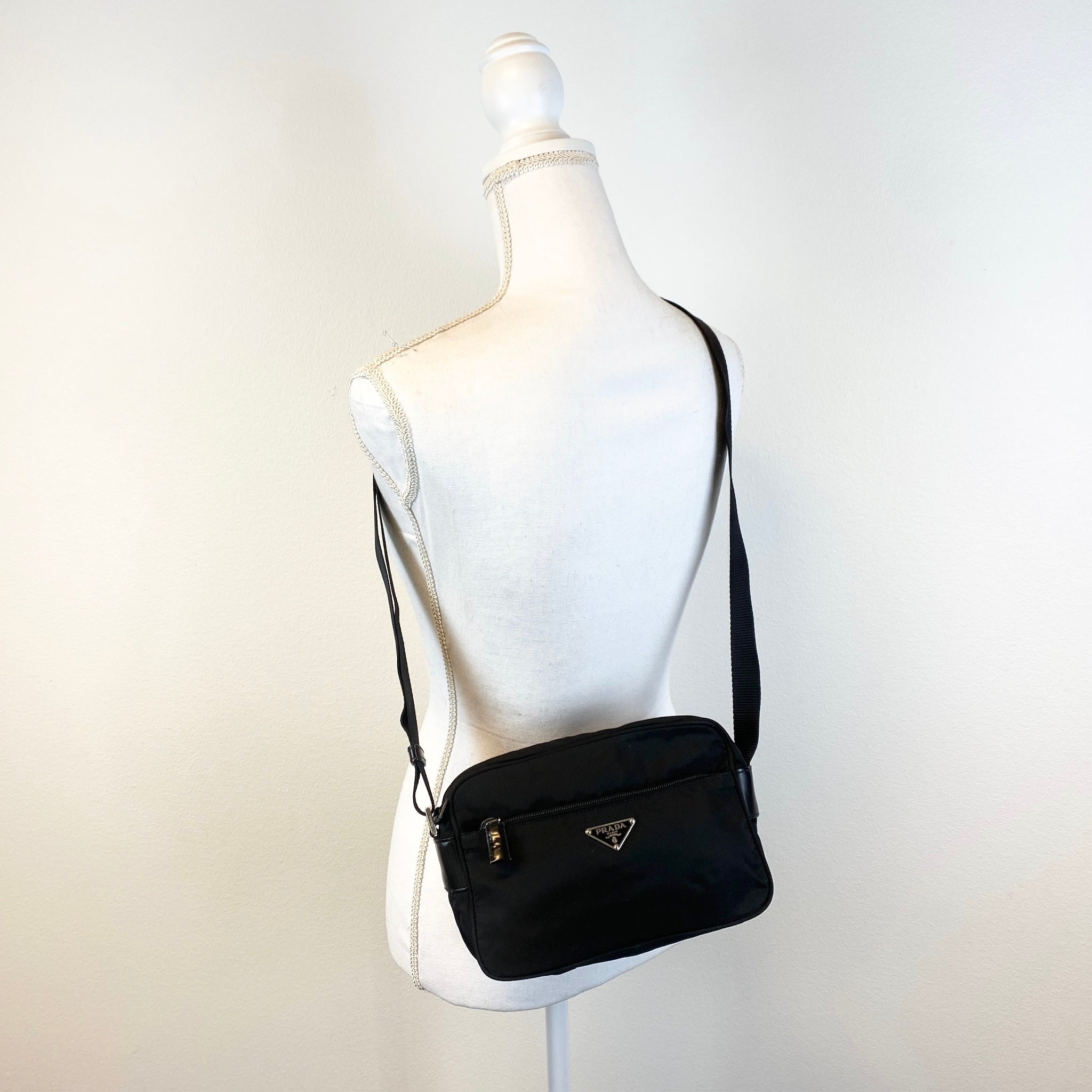 Nylon Camera Crossbody Small Black