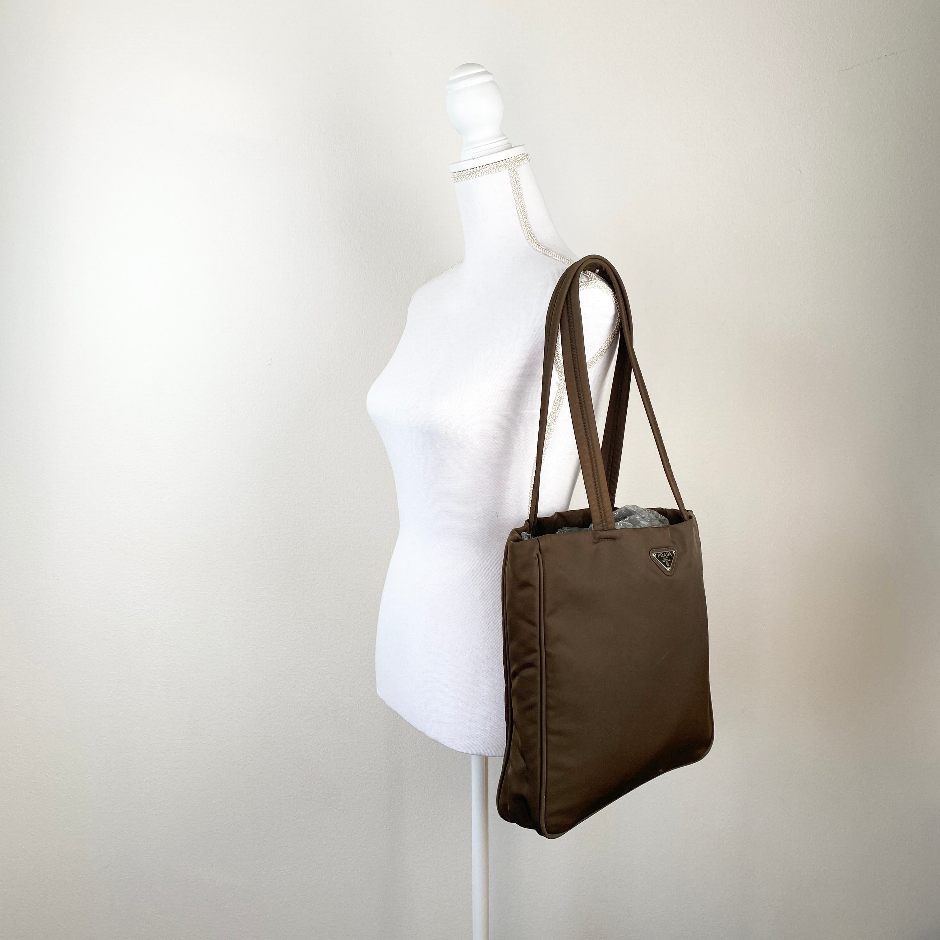Nylon Tote Olive Brown - Vintage Luxuries