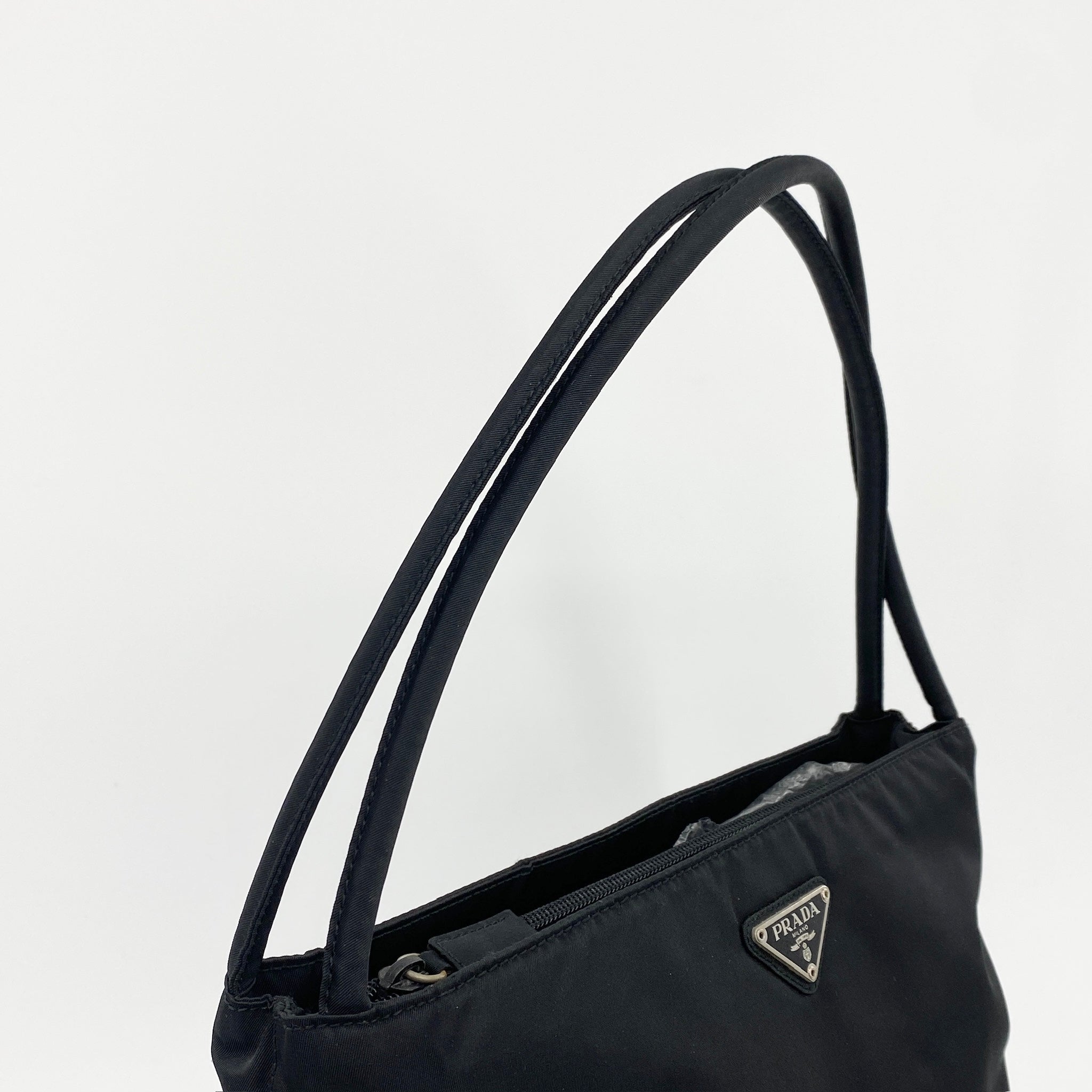 Nylon Small Tote Shoulder Bag Black