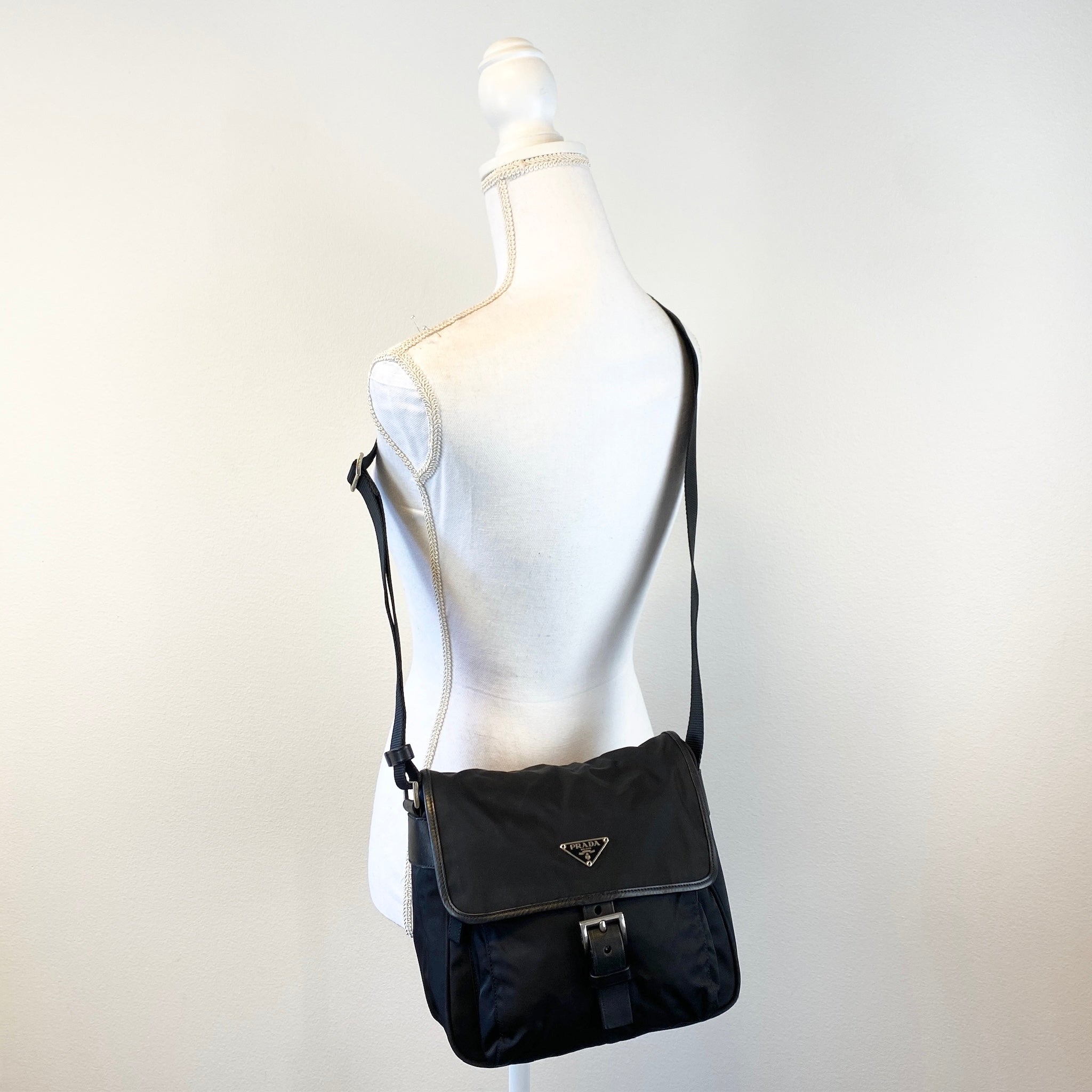 Nylon Messenger Small Crossbody Black