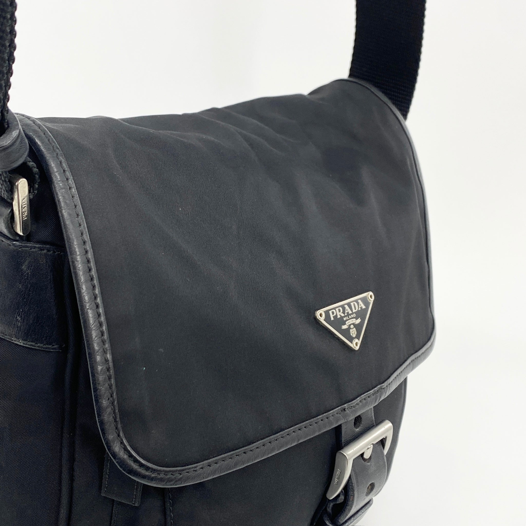 Nylon Messenger Small Crossbody Black