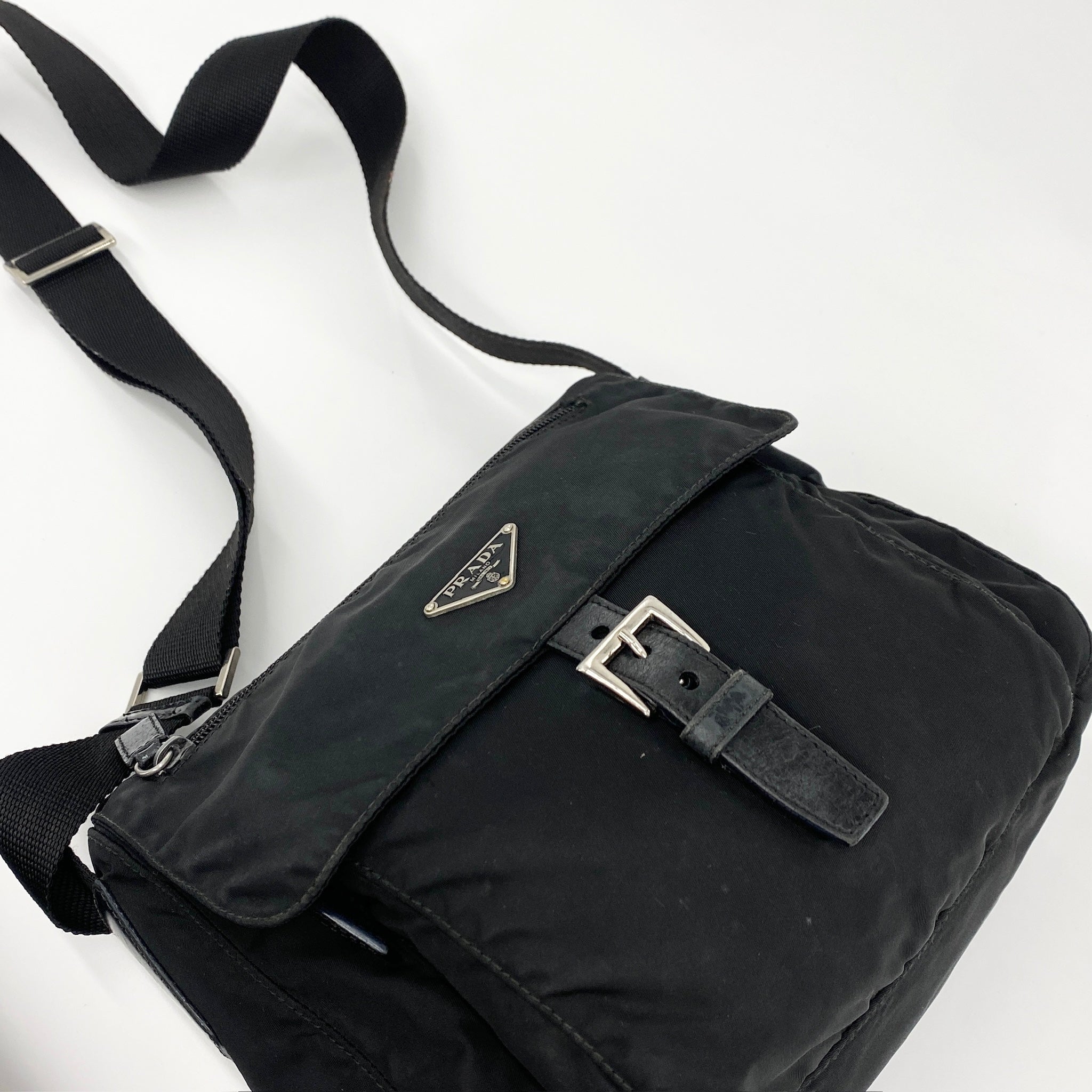 Nylon Messenger Small Crossbody Black - Vintage Luxuries