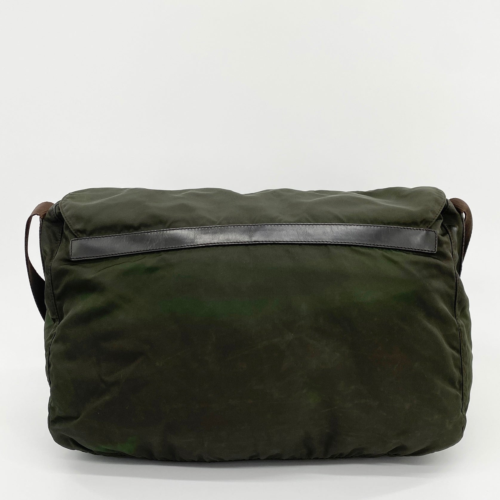 Nylon Messenger Large Crossbody Dark Green