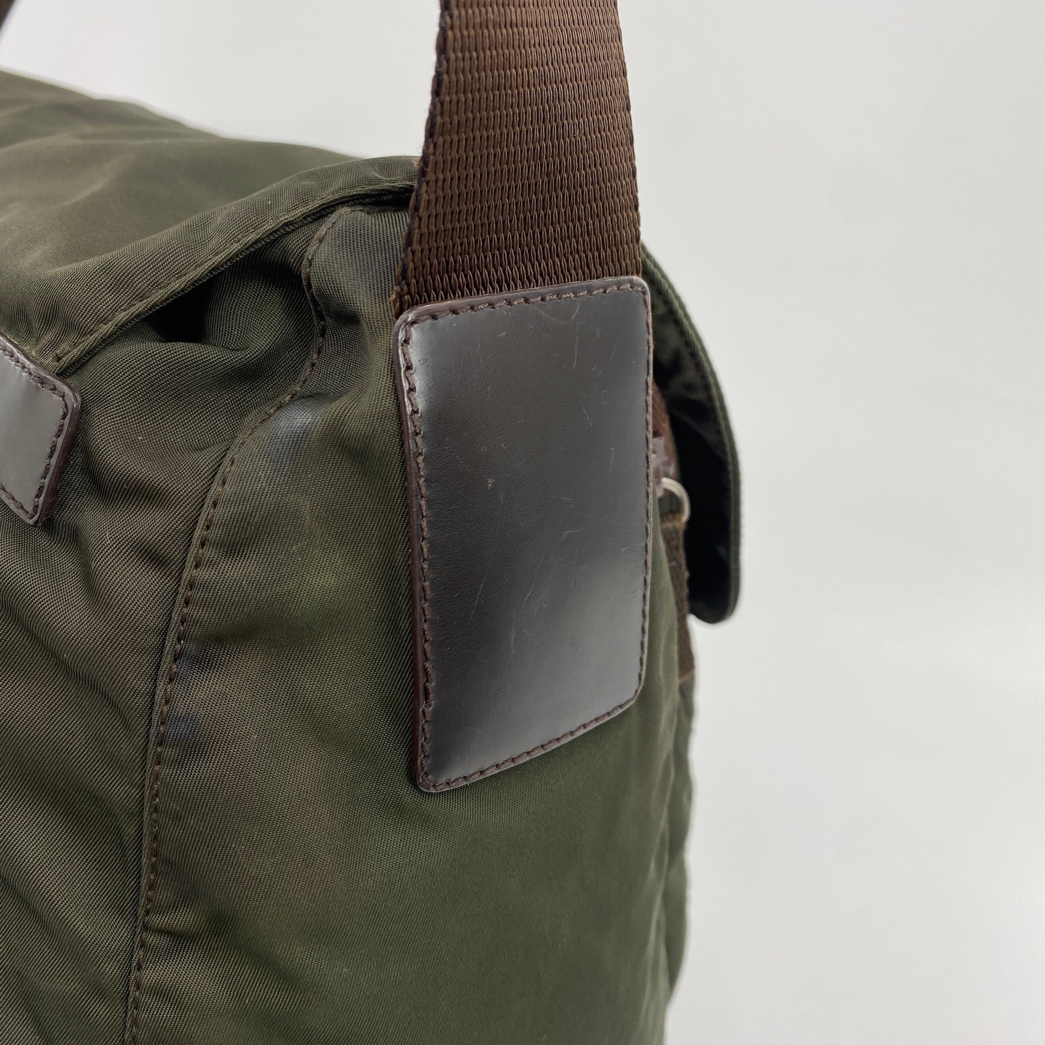 Nylon Messenger Large Crossbody Dark Green