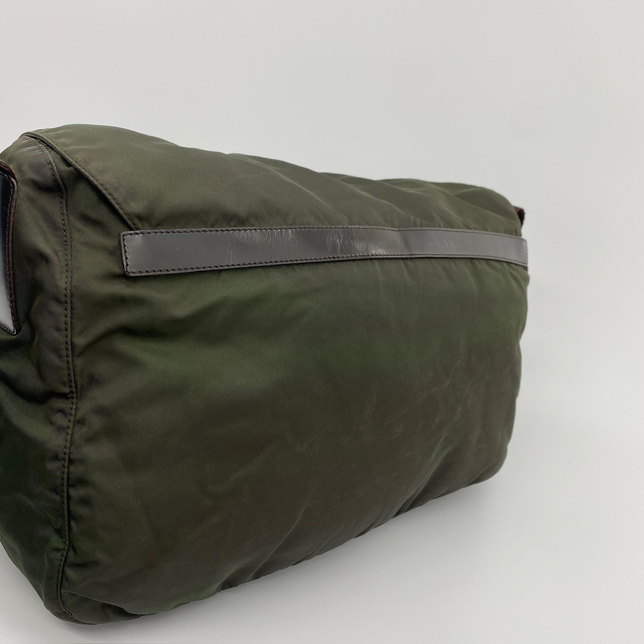 Nylon Messenger Large Crossbody Dark Green