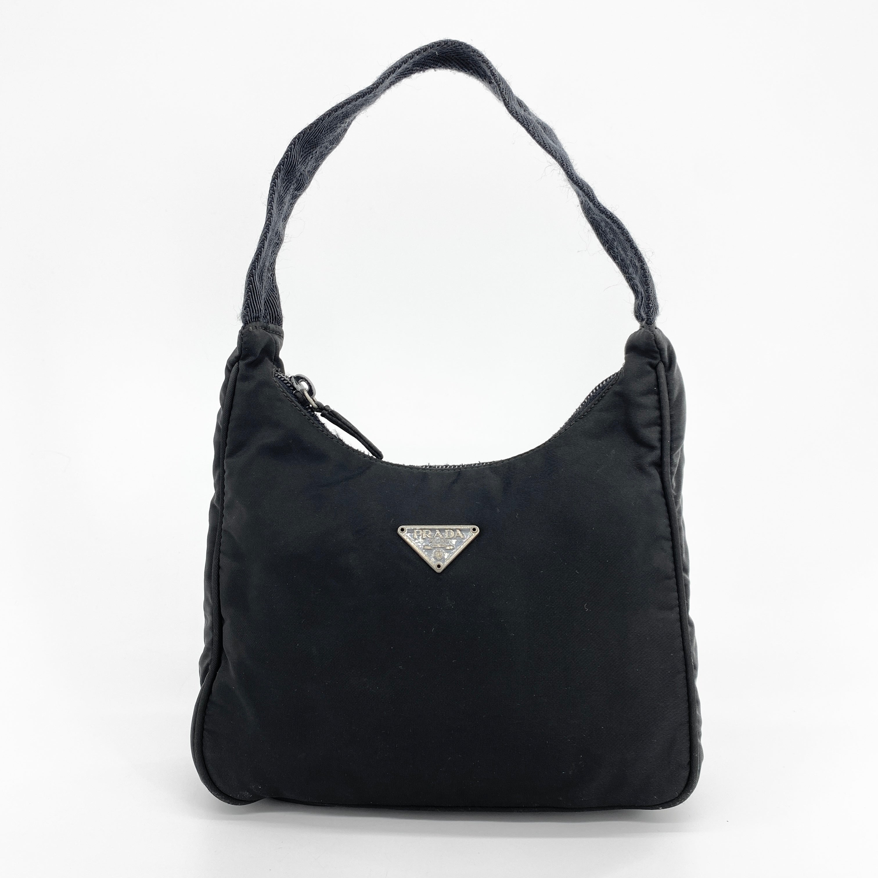 Nylon Tessuto Shoulder Bag Black - Vintage Luxuries