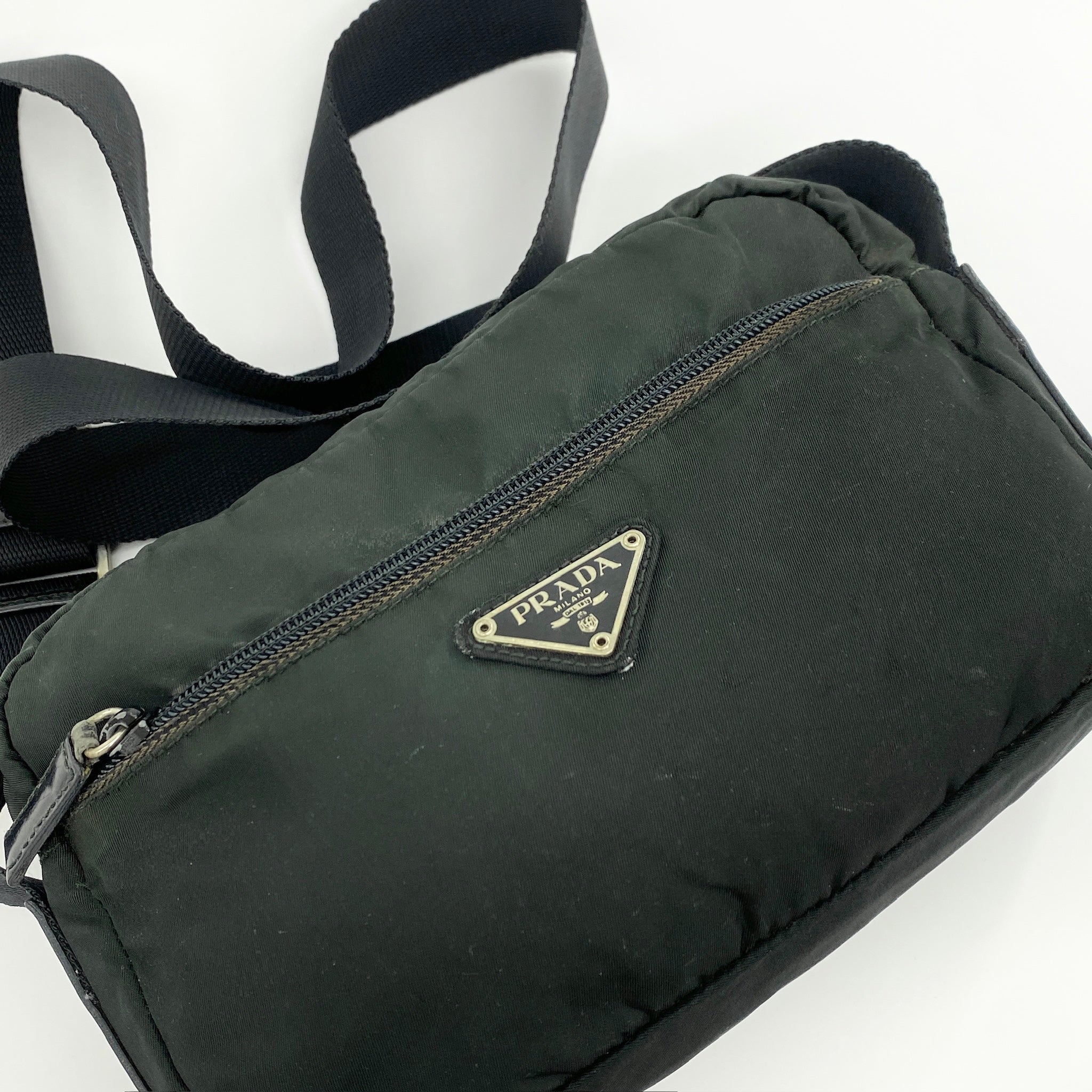 Nylon Messenger Crossbody Dark Green - Vintage Luxuries
