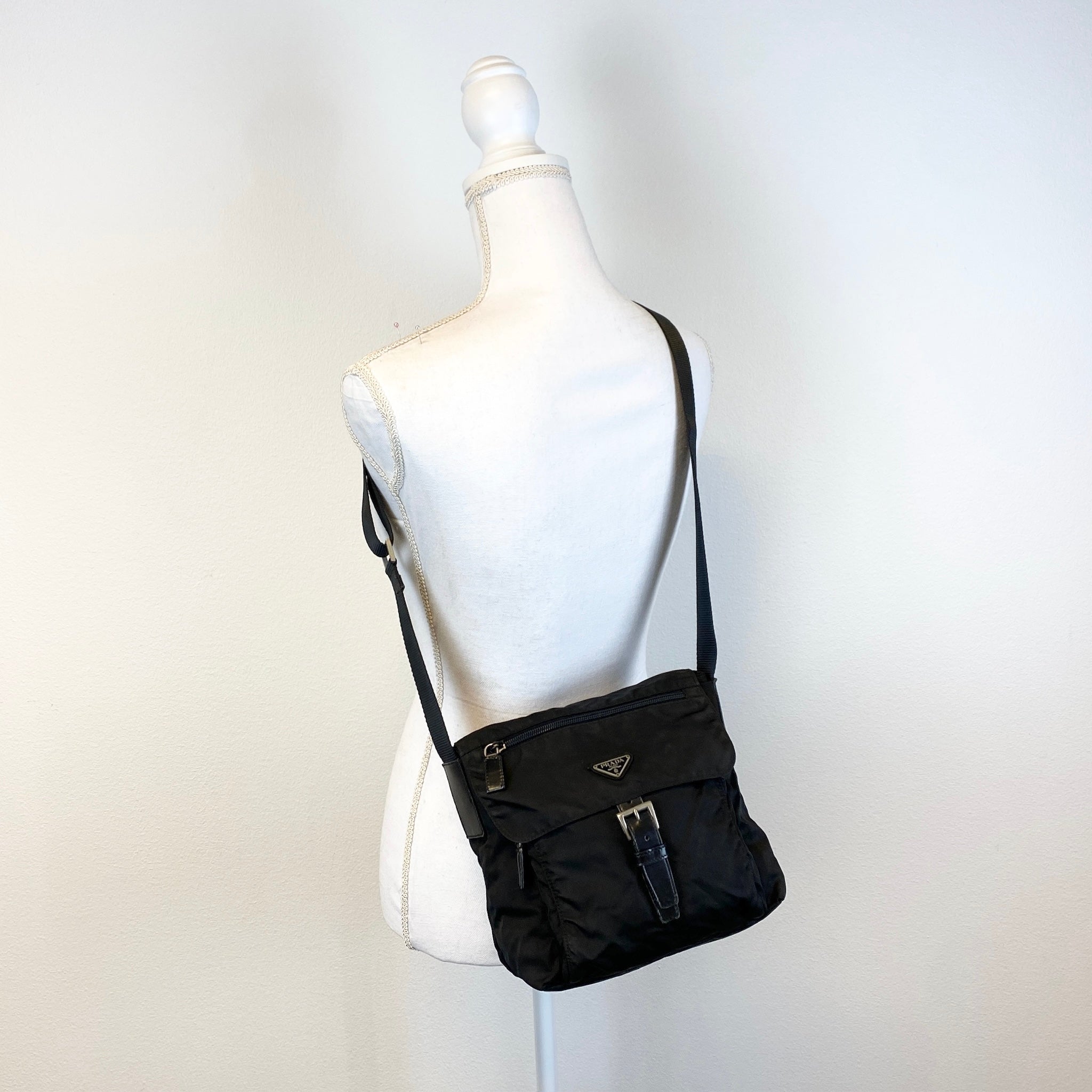 Nylon Messenger Small Crossbody Black - Vintage Luxuries