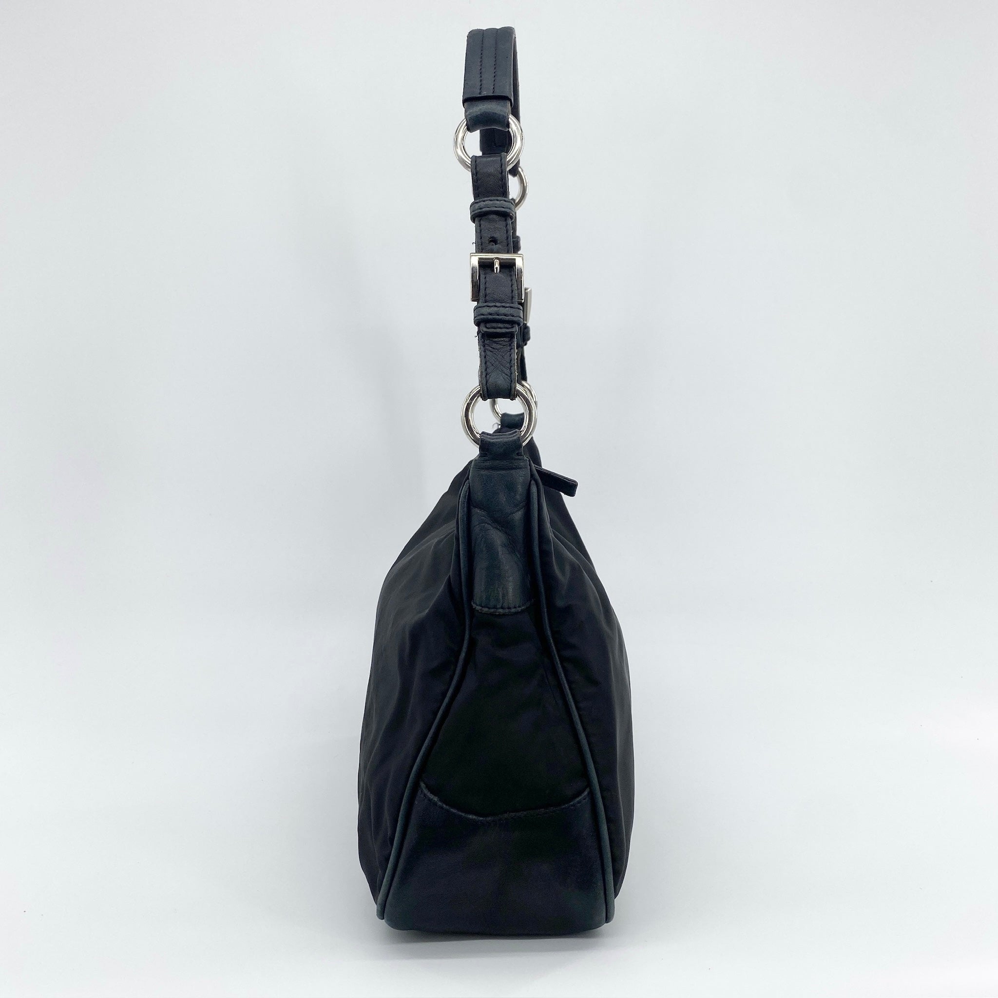 Nylon Hobo Shoulder Bag Black - Vintage Luxuries