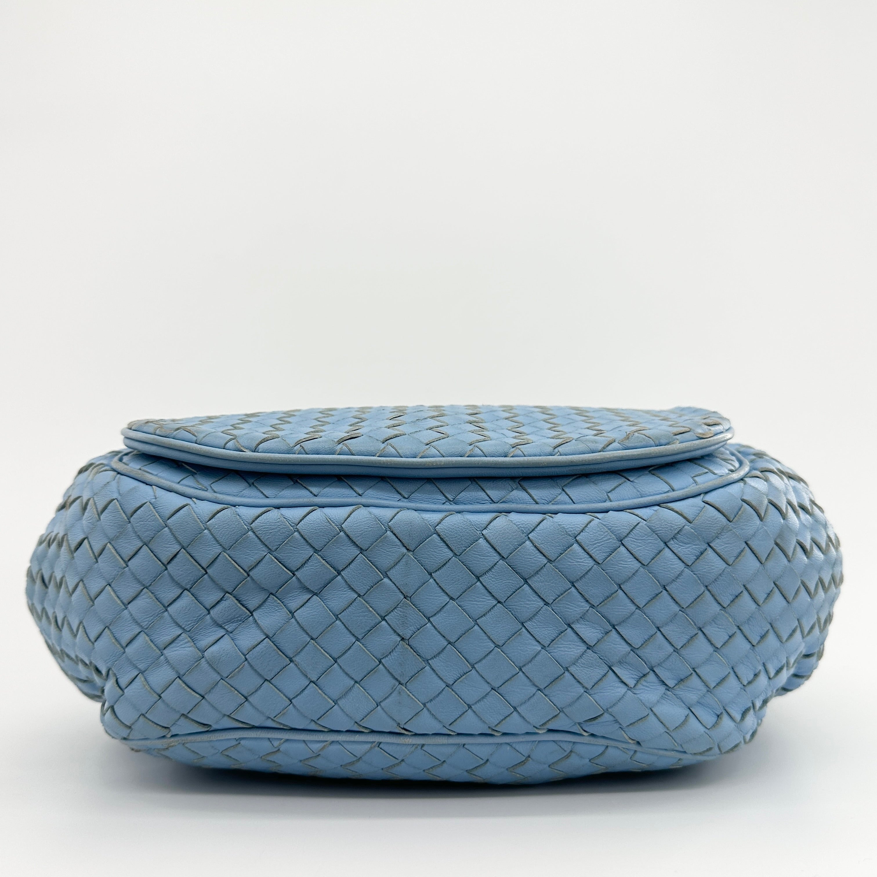 Intrecciato Hobo Flap Crossbody Bag Light Blue - Vintage Luxuries