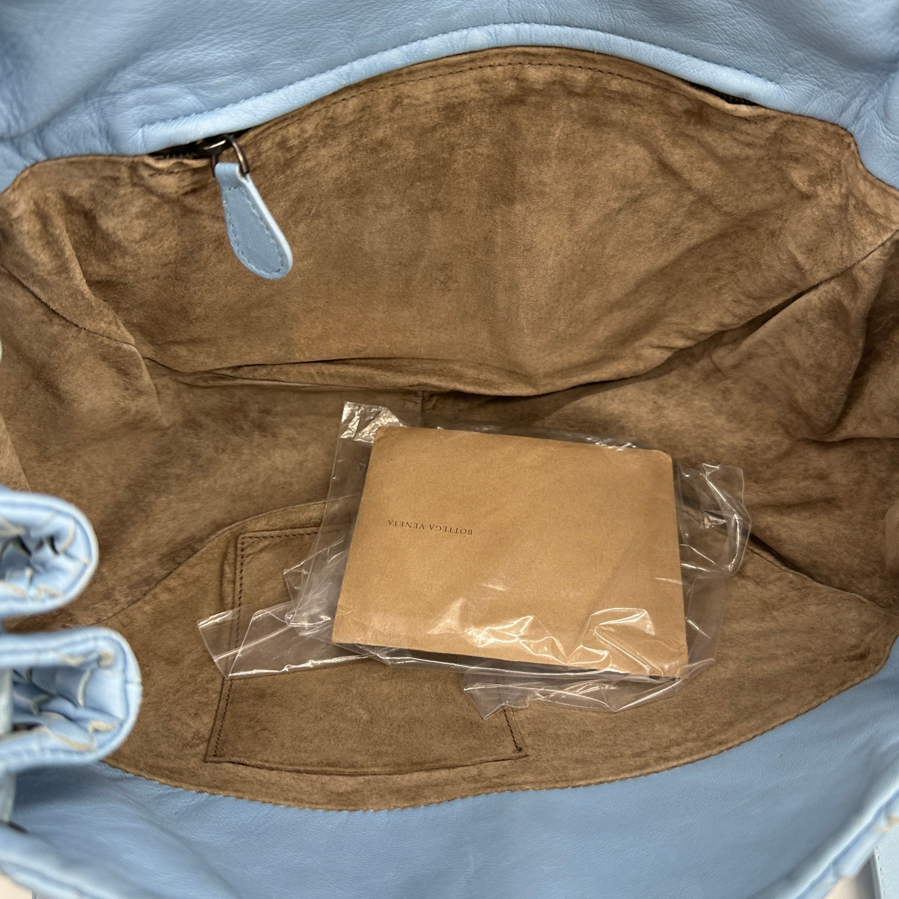 Intrecciato Hobo Flap Crossbody Bag Light Blue - Vintage Luxuries
