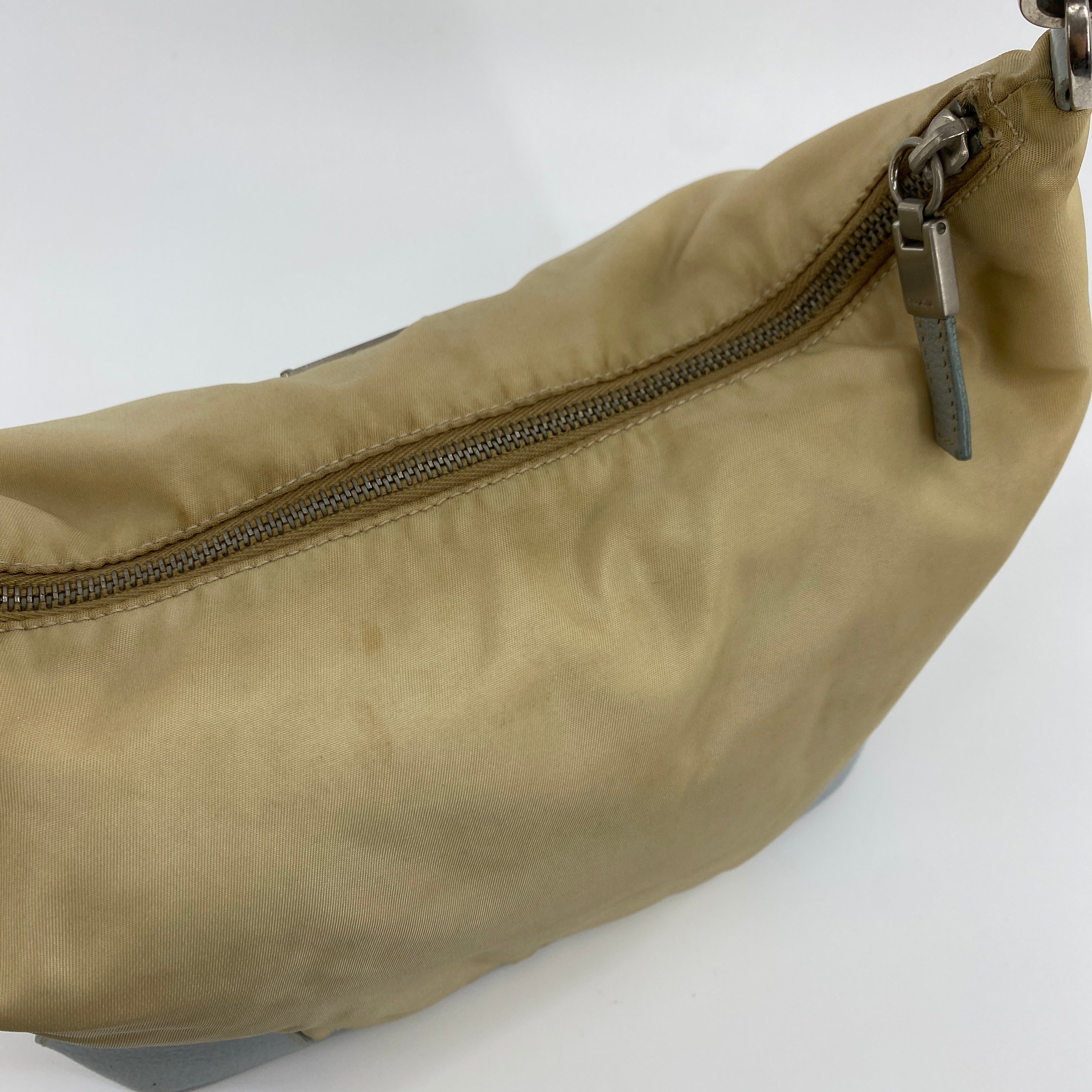 Nylon Shoulder Bag Blue Beige - Vintage Luxuries