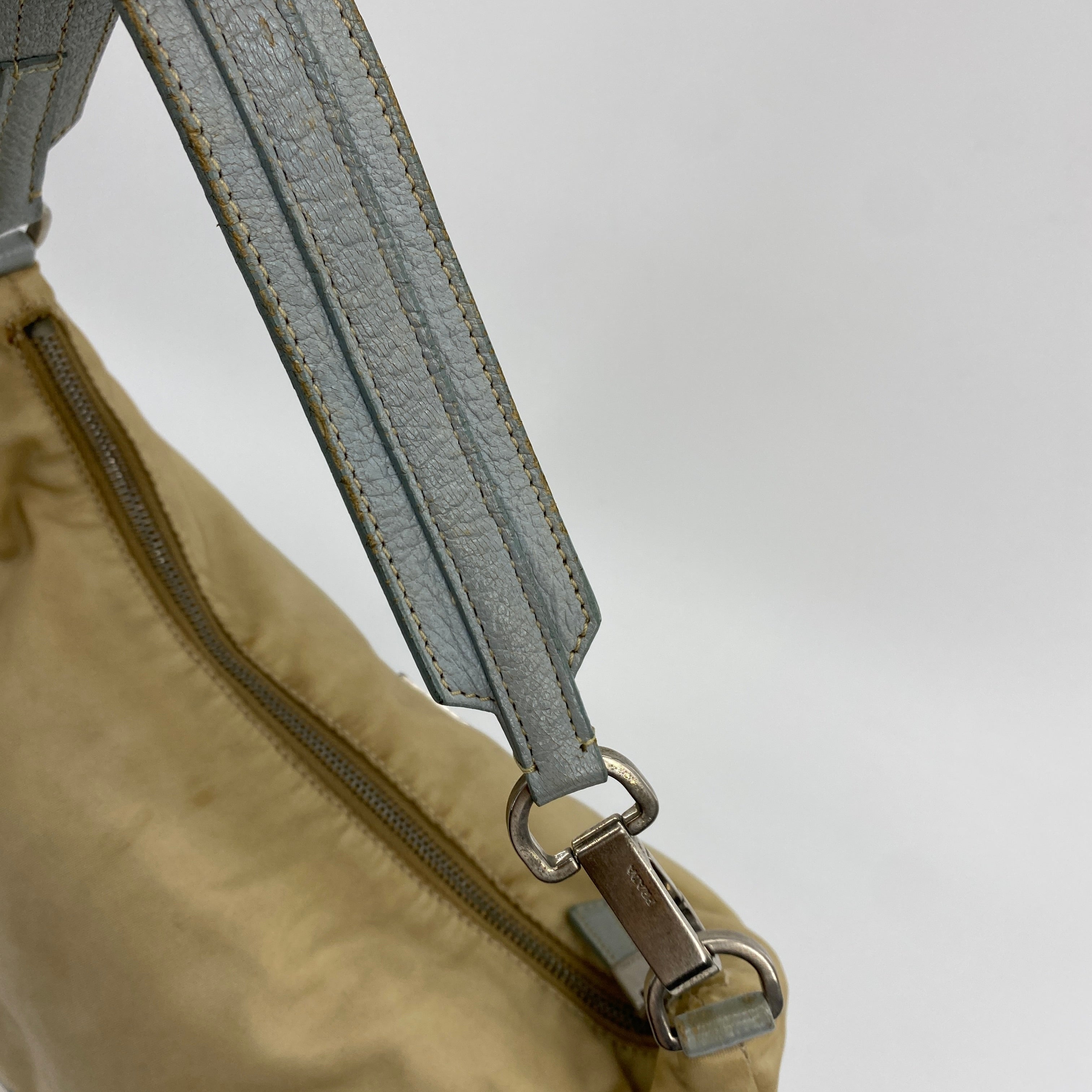 Nylon Shoulder Bag Blue Beige - Vintage Luxuries