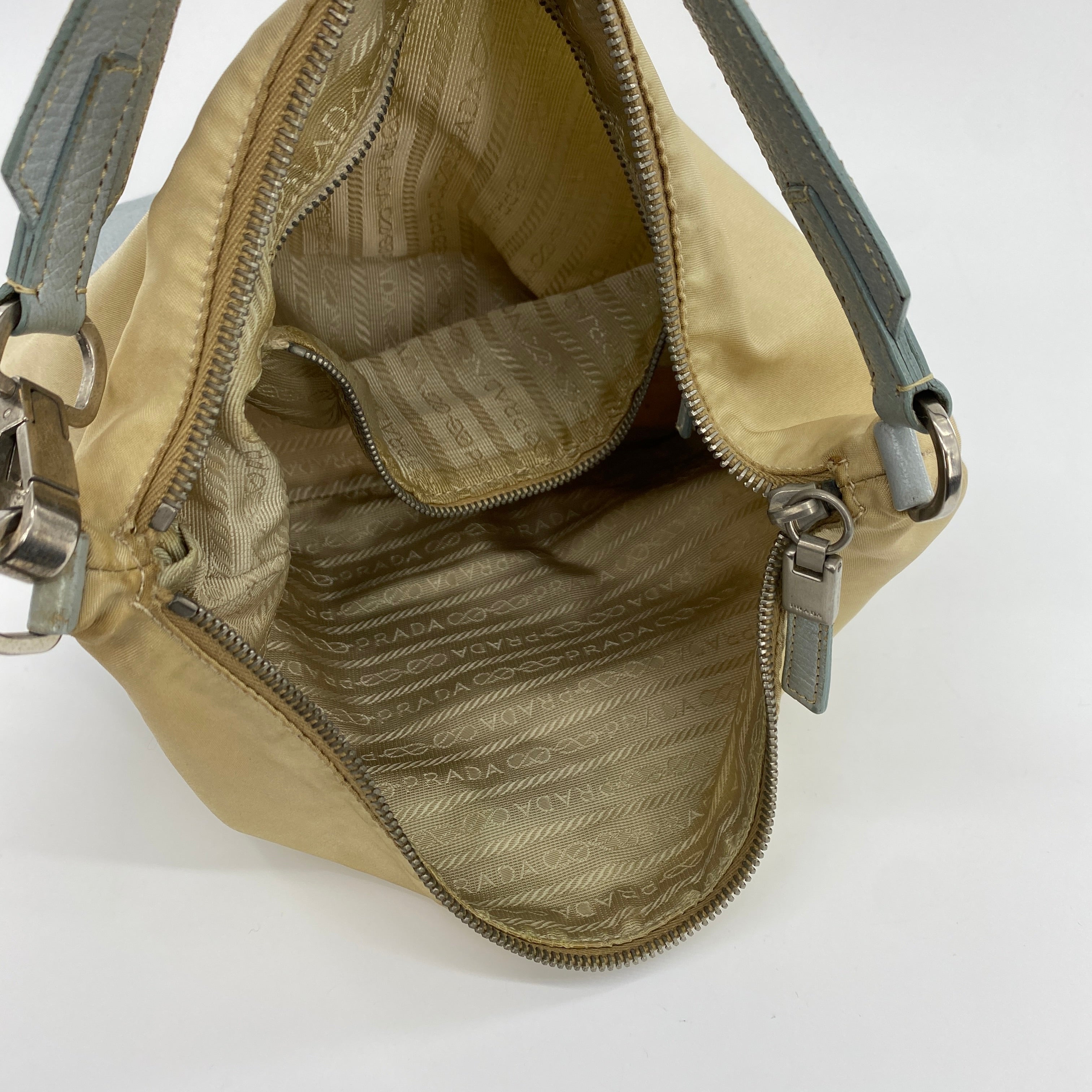Nylon Shoulder Bag Blue Beige - Vintage Luxuries