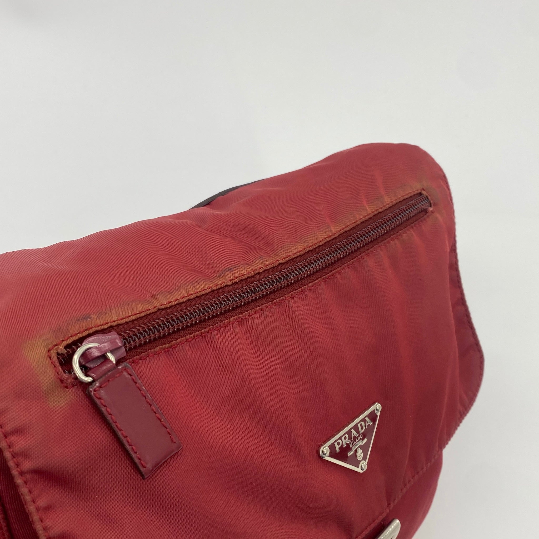 Nylon Messenger Small Crossbody Red