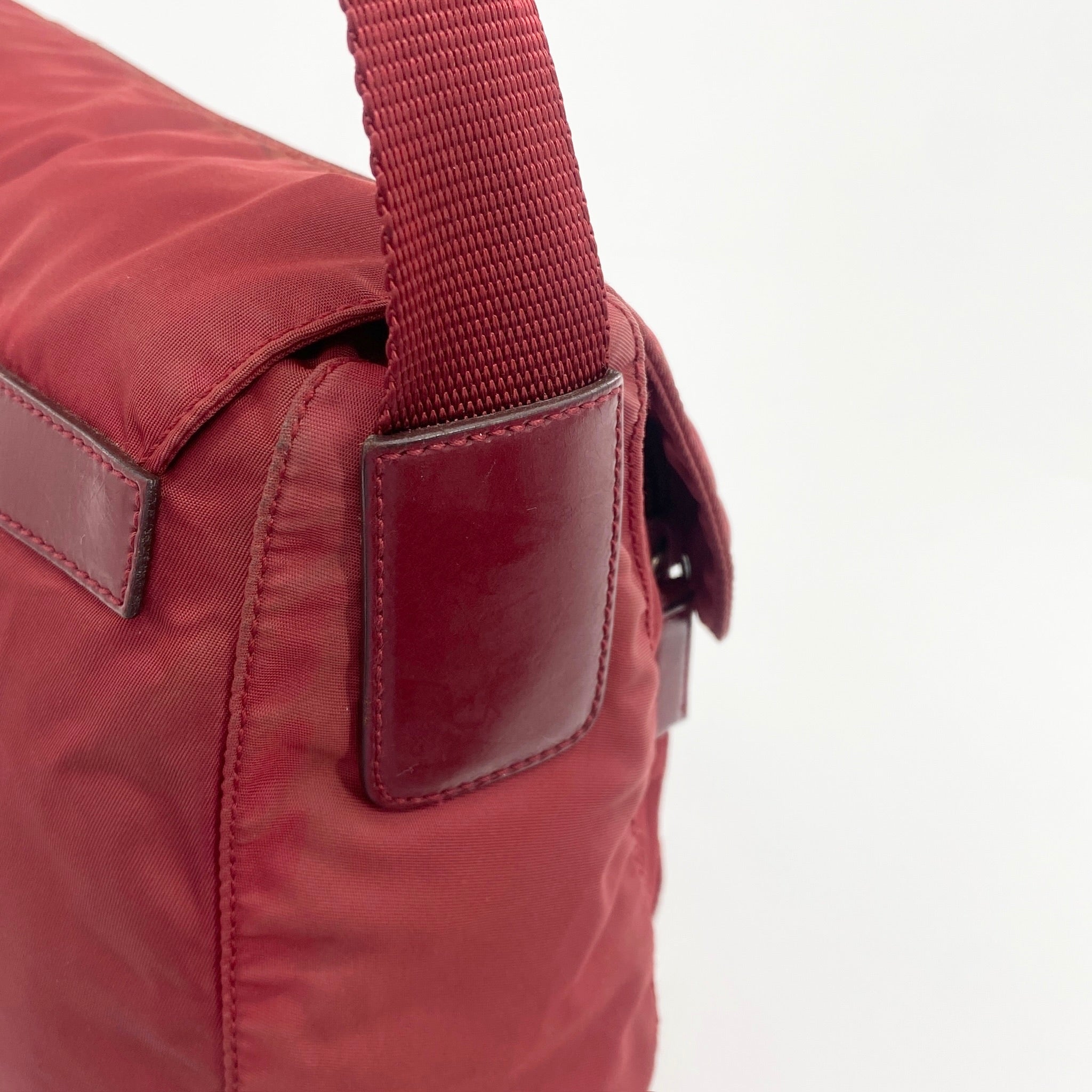 Nylon Messenger Small Crossbody Red